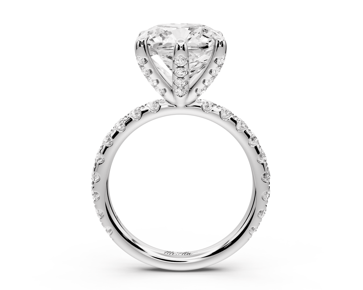 Elise - 5ct platinum cushion diamond 6 - Talon Prong Diamond Crown with Pavé Engagement Ring - Mr. Alex Jewelry