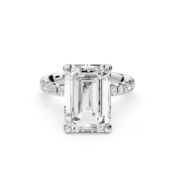 Elise - 5ct platinum emerald diamond 6 - Talon Prong Diamond Crown with Pavé Engagement Ring - Mr. Alex Jewelry