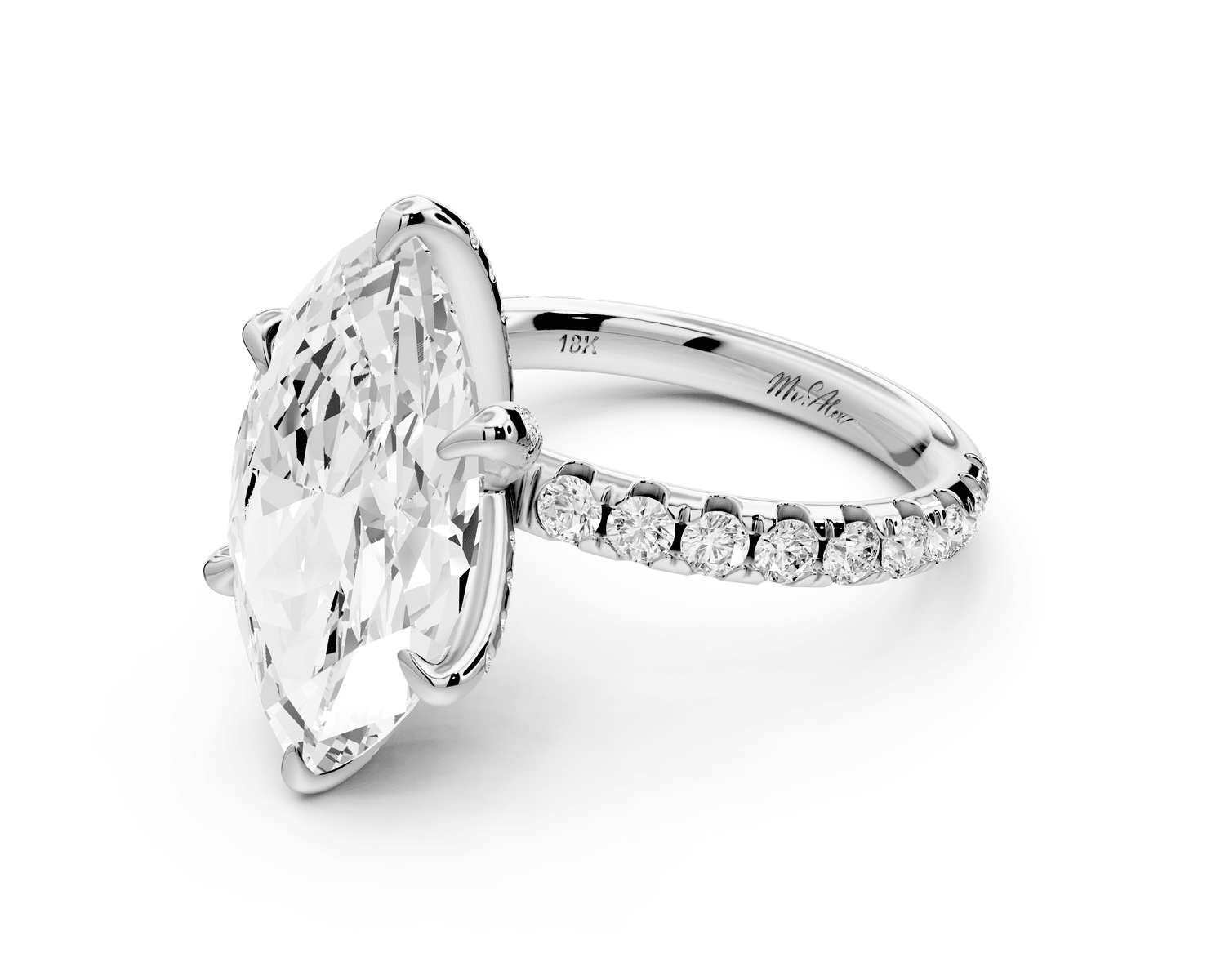Elise - 5ct platinum marquise diamond 6 - Talon Prong Diamond Crown with Pavé Engagement Ring - Mr. Alex Jewelry