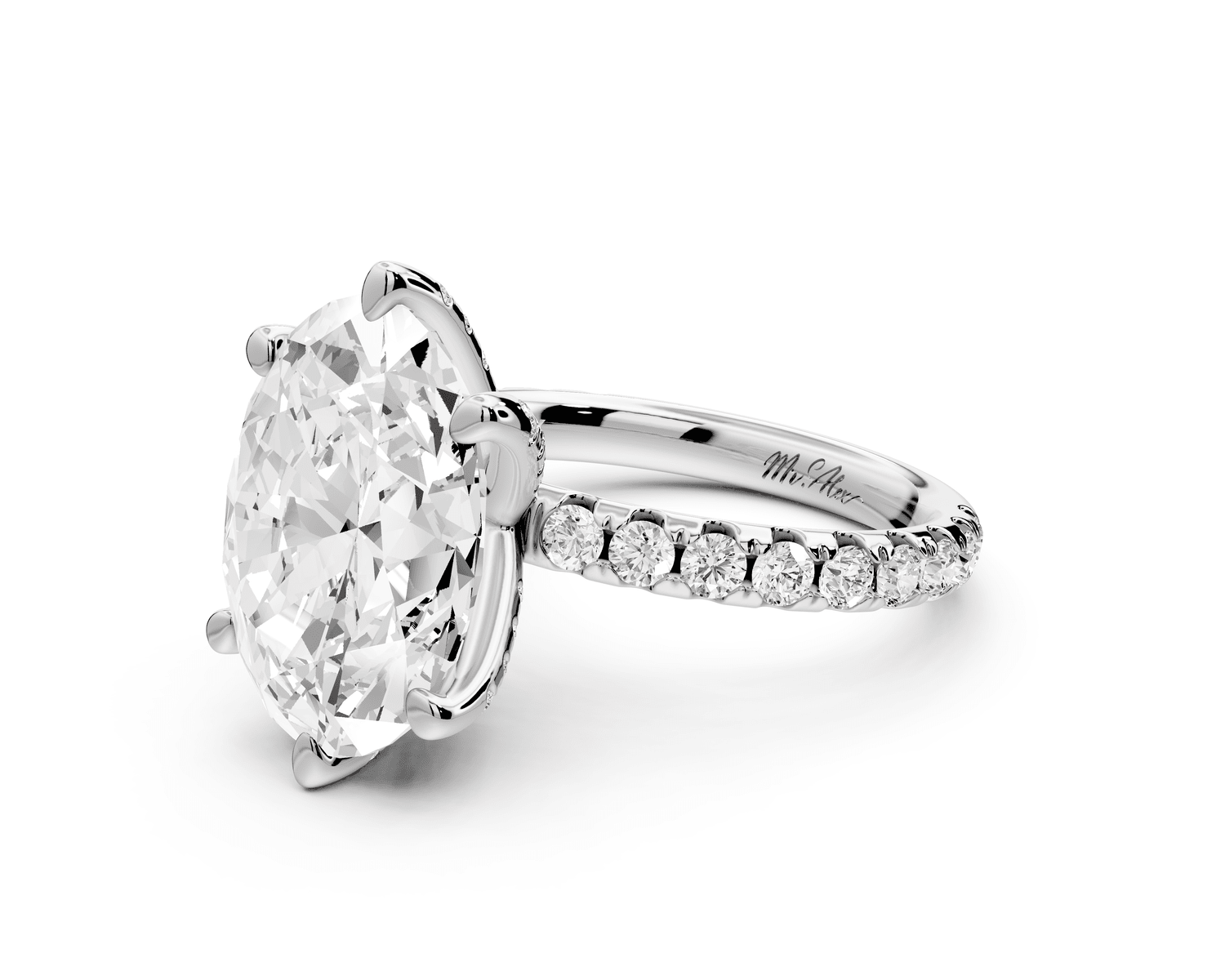 Elise - 5ct platinum oval diamond 6 - Talon Prong Diamond Crown with Pavé Engagement Ring - Mr. Alex Jewelry