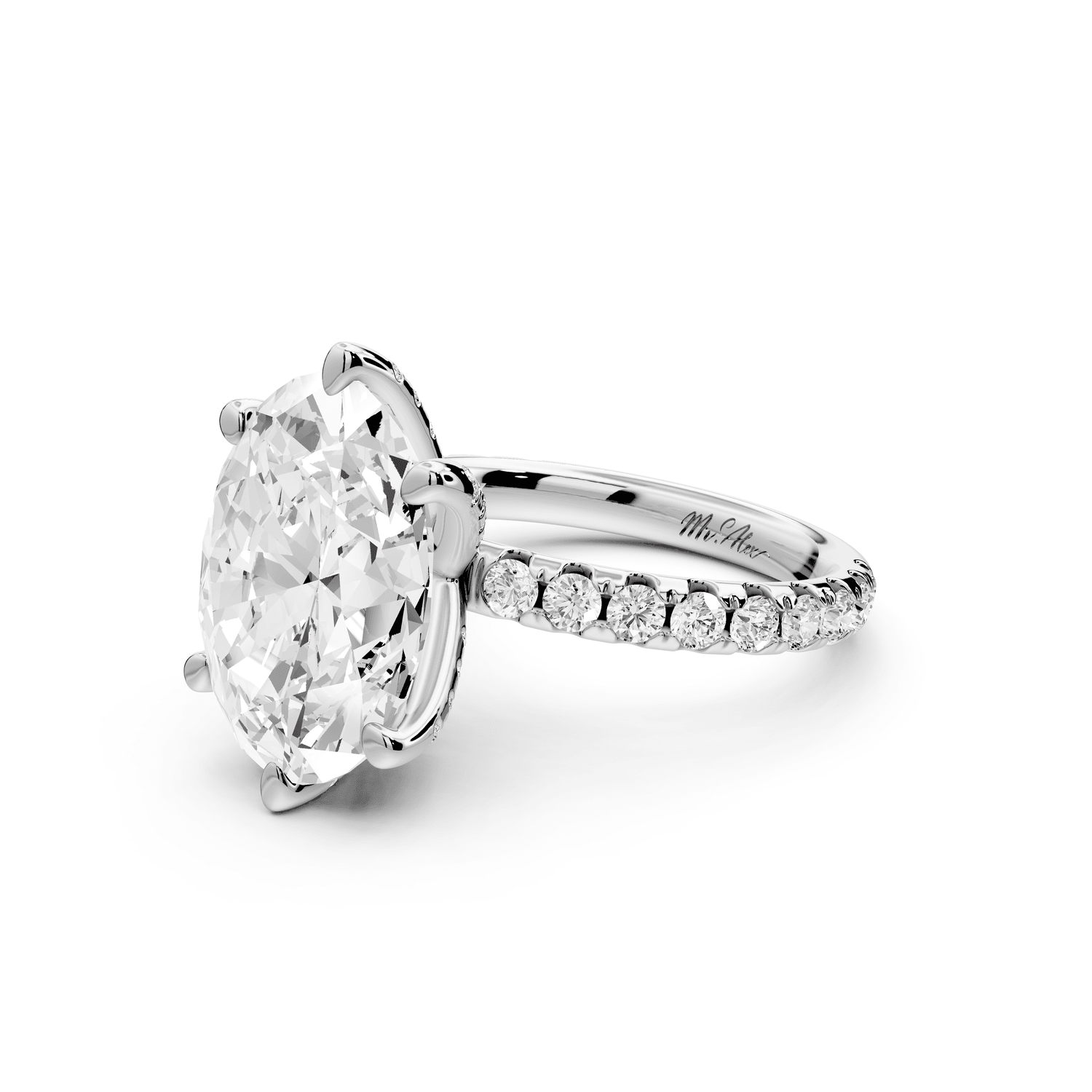 Elise - 5ct platinum oval diamond 6 - Talon Prong Diamond Crown with Pavé Engagement Ring - Mr. Alex Jewelry
