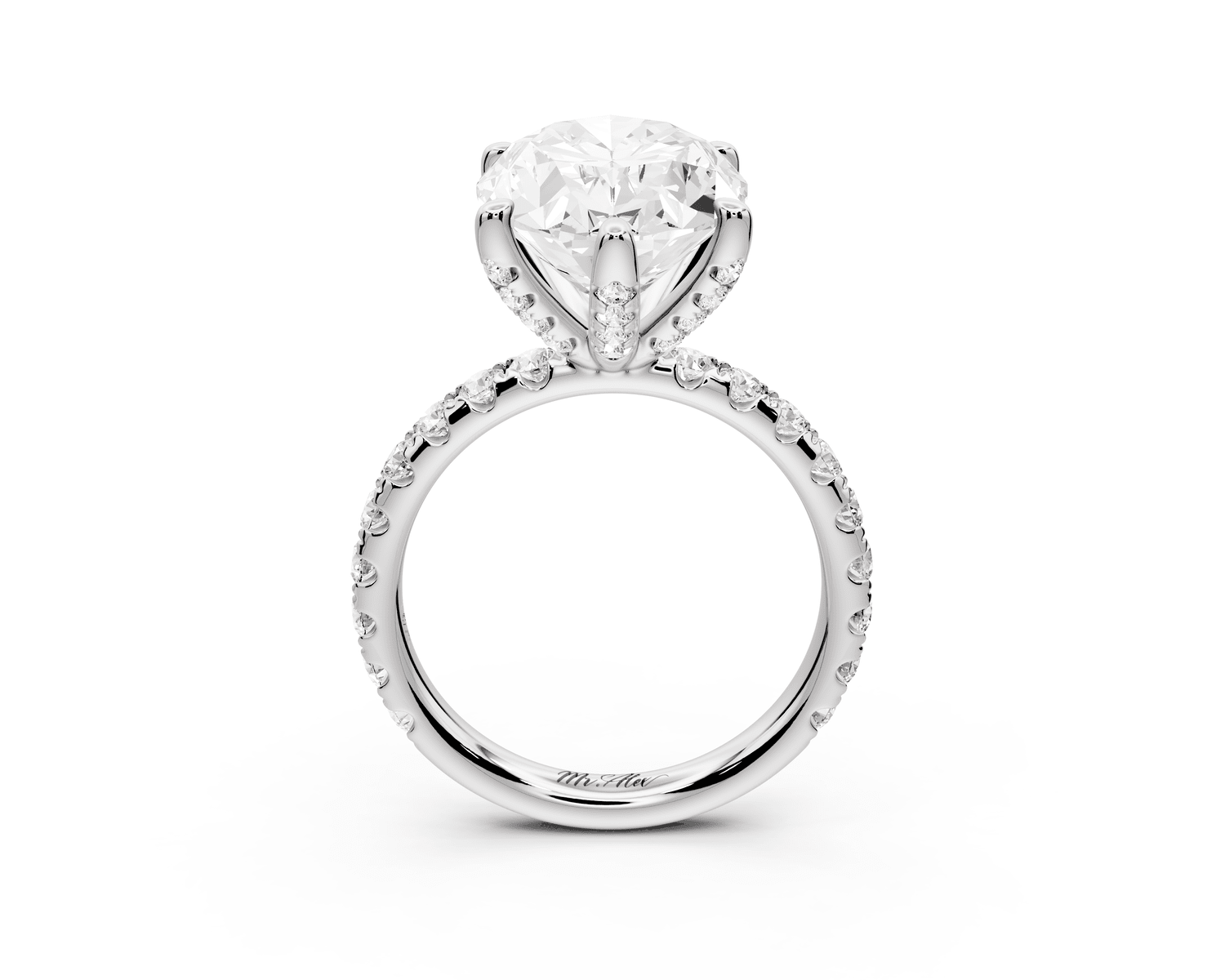 Elise - 5ct platinum oval diamond 6 - Talon Prong Diamond Crown with Pavé Engagement Ring - Mr. Alex Jewelry