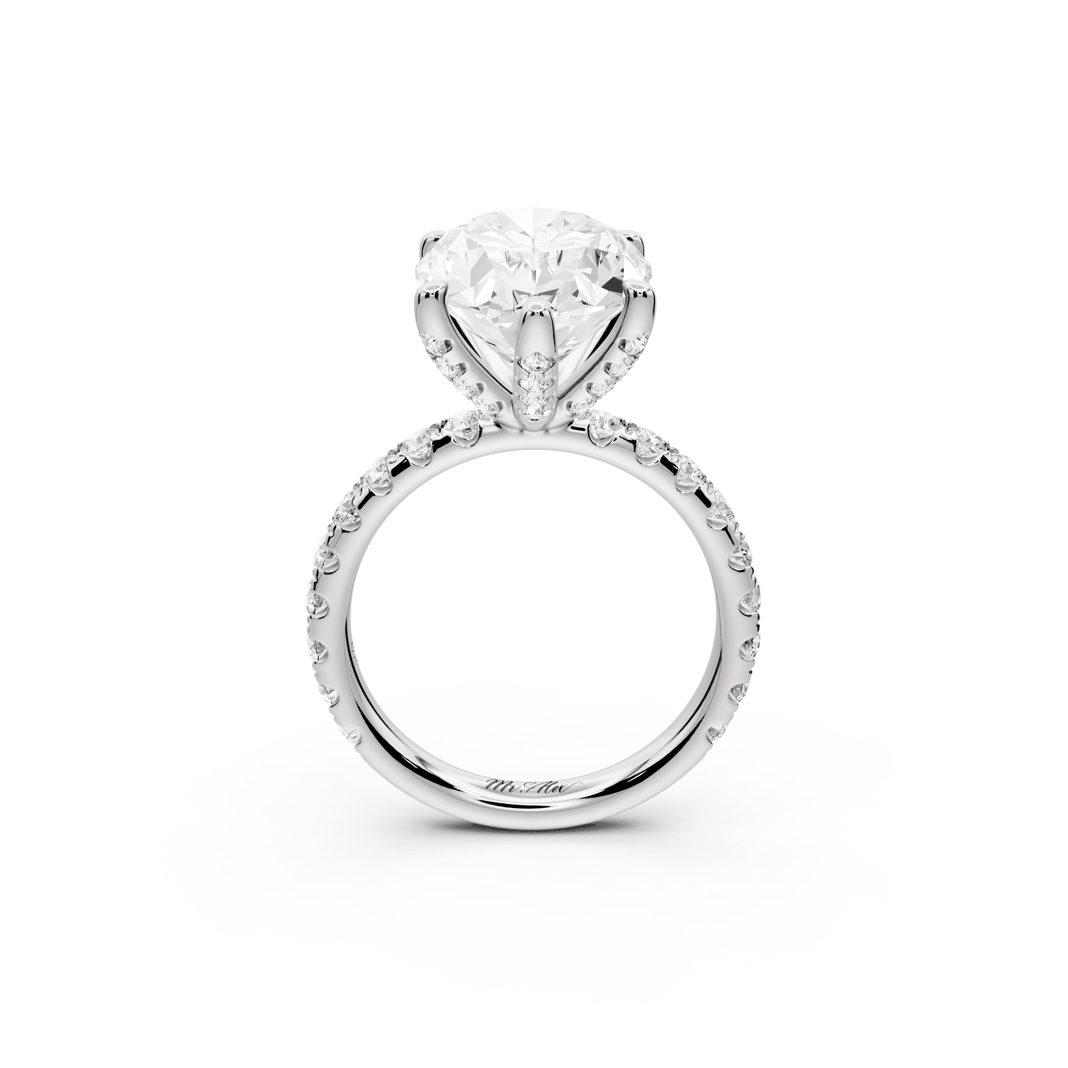 Elise - 5ct platinum oval diamond 6 - Talon Prong Diamond Crown with Pavé Engagement Ring - Mr. Alex Jewelry