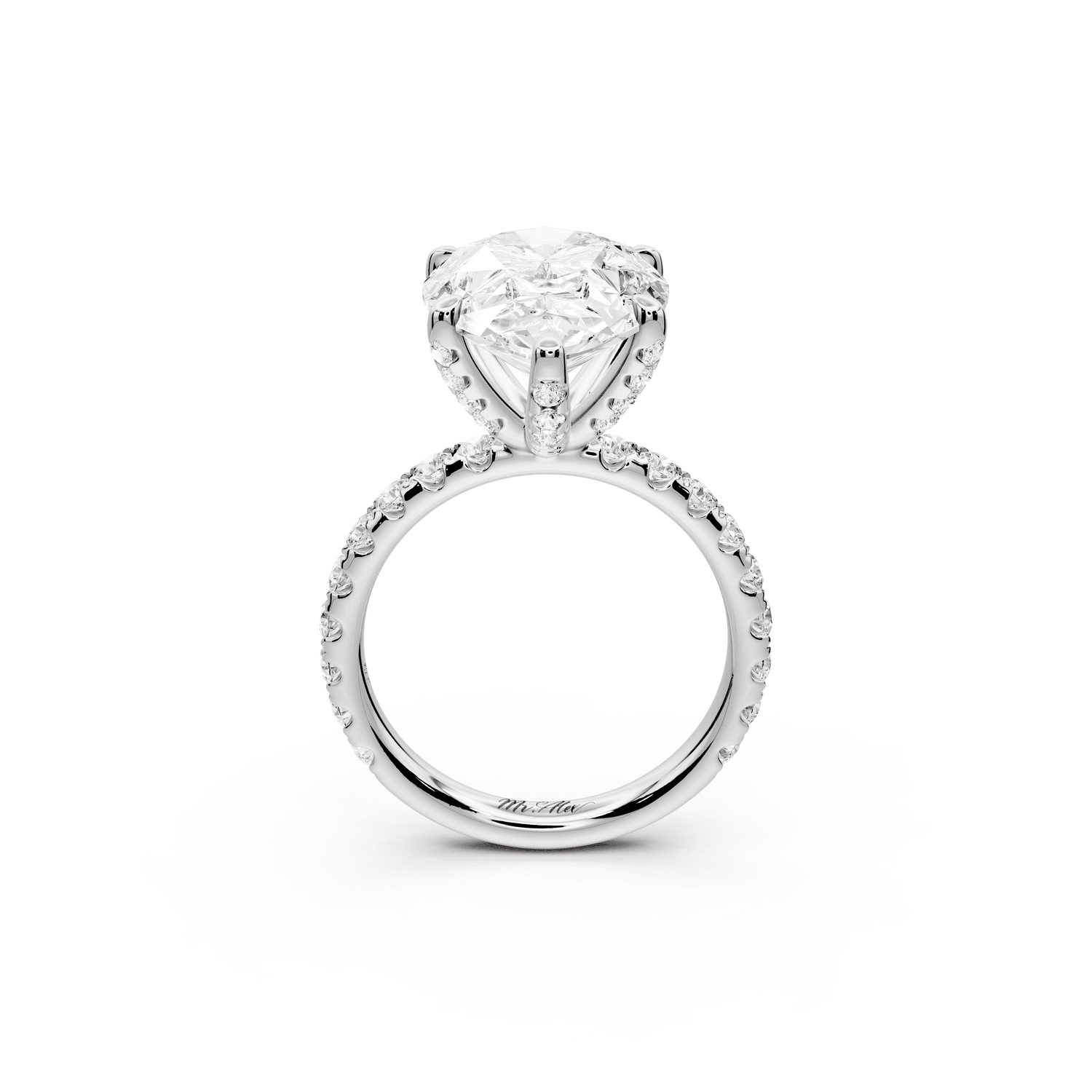 Elise - 5ct platinum pear diamond 6 - Talon Prong Diamond Crown with Pavé Engagement Ring - Mr. Alex Jewelry
