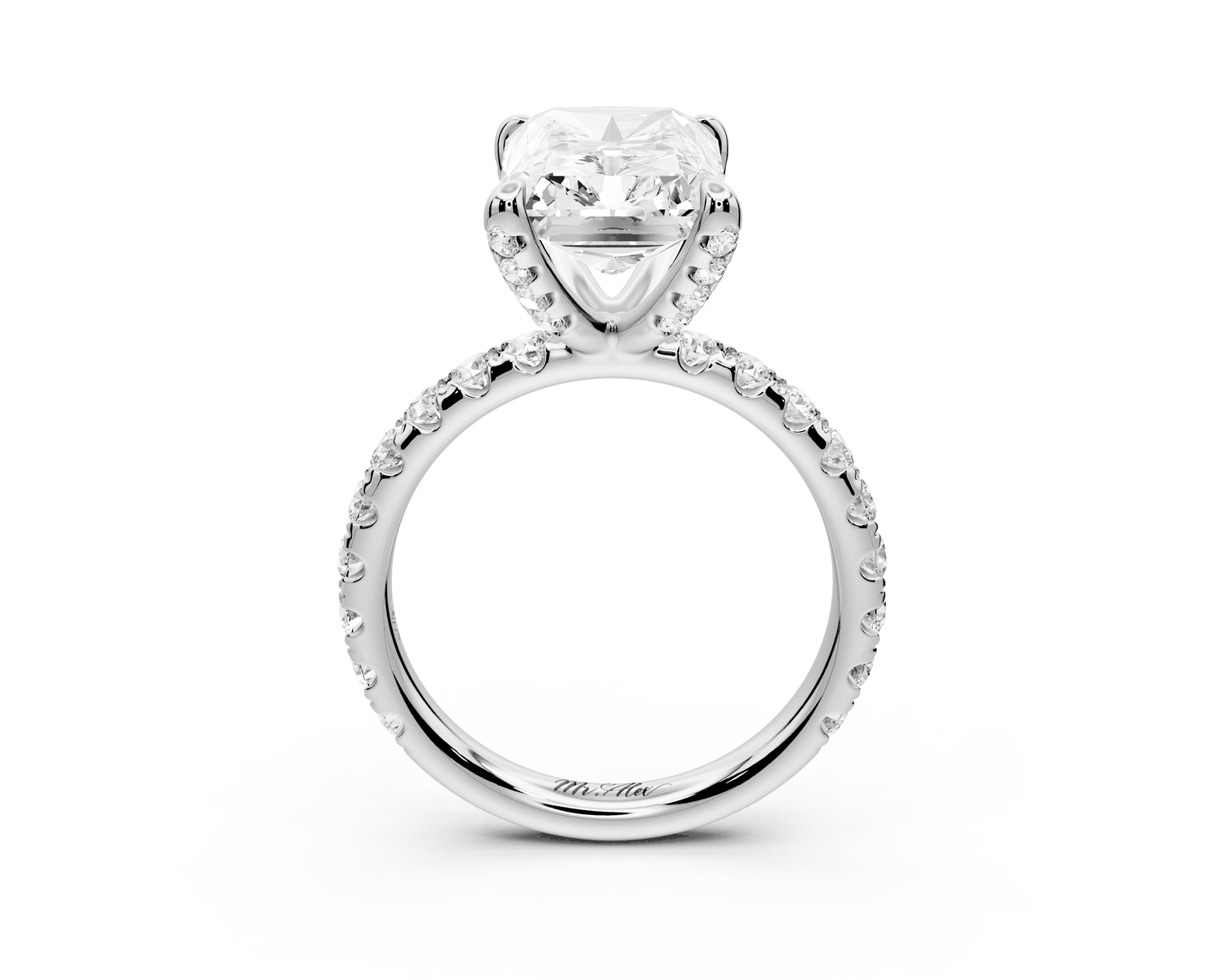 Elise - 5ct platinum radiant diamond 6 - Talon Prong Diamond Crown with Pavé Engagement Ring - Mr. Alex Jewelry