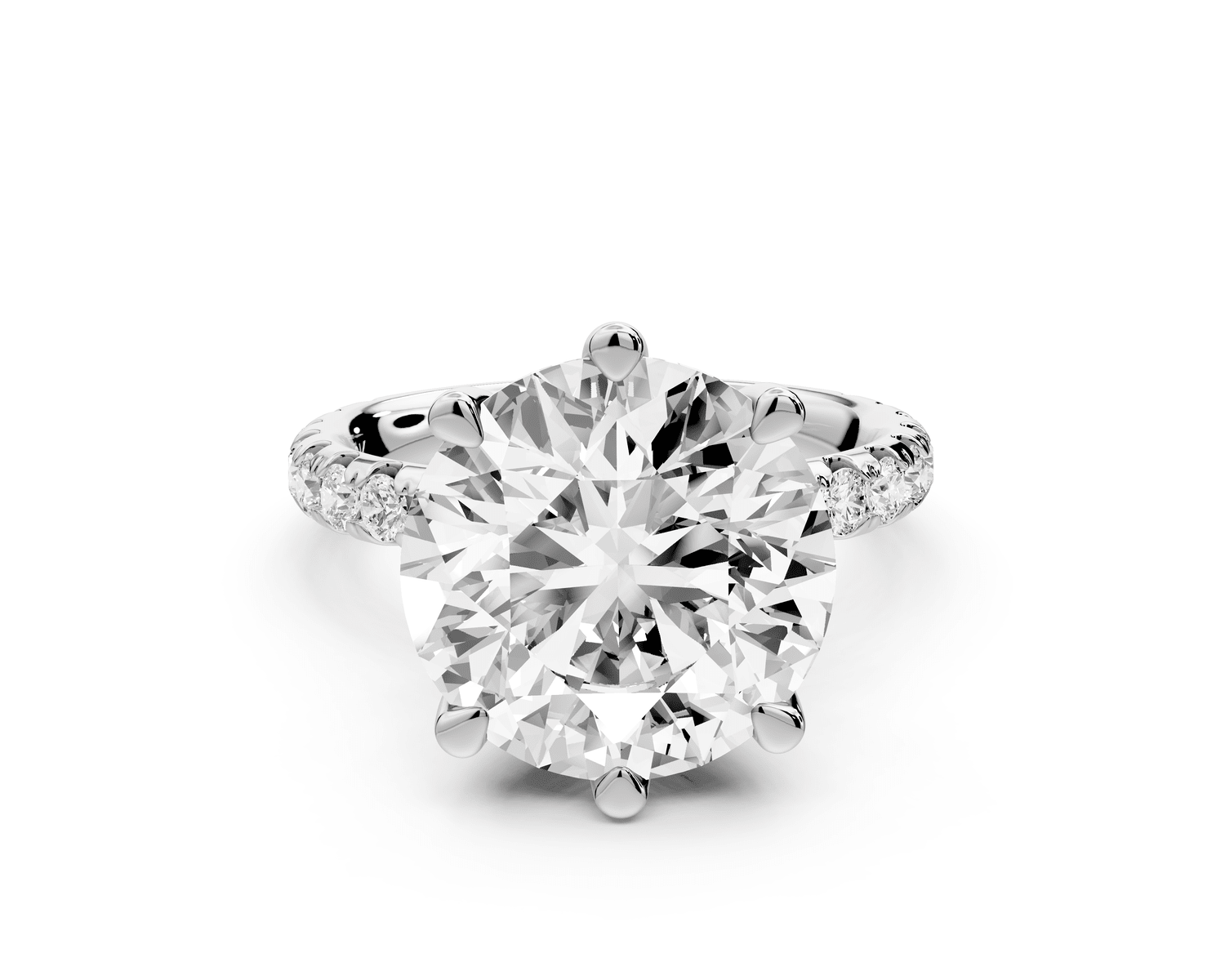 Elise - 5ct platinum round diamond 6 - Talon Prong Diamond Crown with Pavé Engagement Ring - Mr. Alex Jewelry