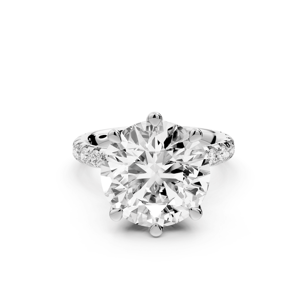 Elise - 5ct platinum round diamond 6 - Talon Prong Diamond Crown with Pavé Engagement Ring - Mr. Alex Jewelry