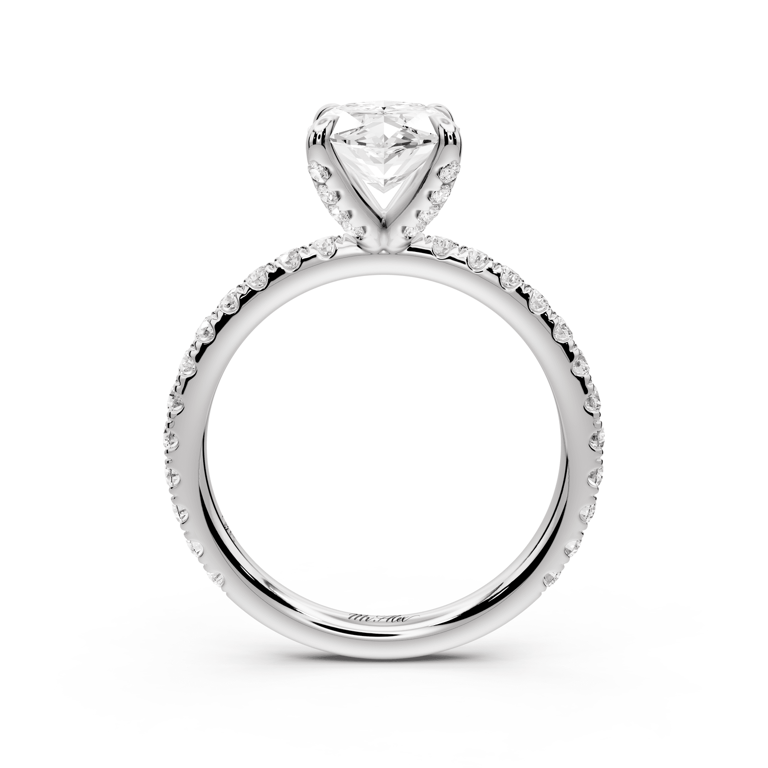 Elissa - 2ct 14k white gold Marquise Classic Solitaire Engagement Ring with Shared-Prong Pavé Band - Mr. Alex Jewelry
