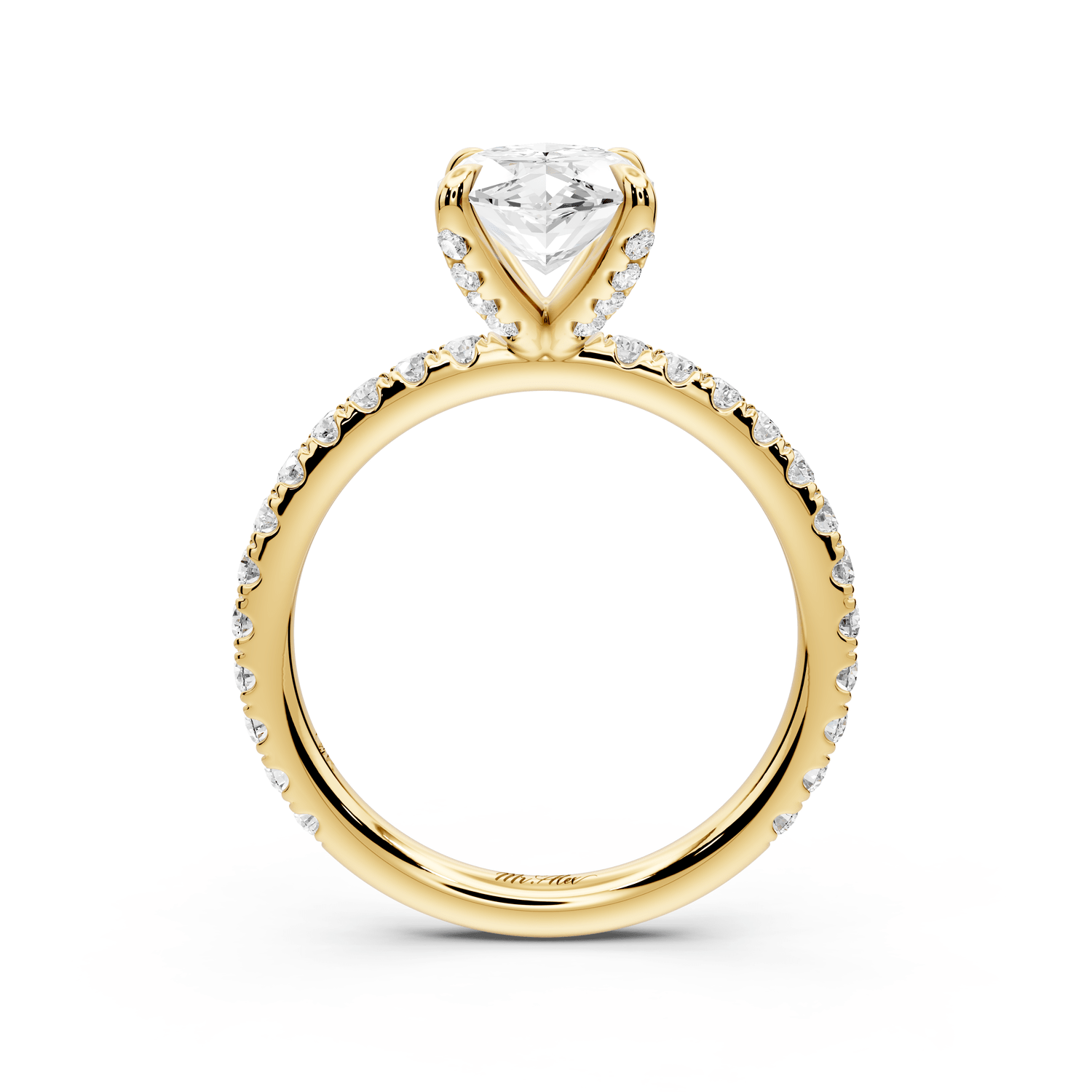Elissa - 2ct 14k yellow gold Marquise Classic Solitaire Engagement Ring with Shared-Prong Pavé Band - Mr. Alex Jewelry