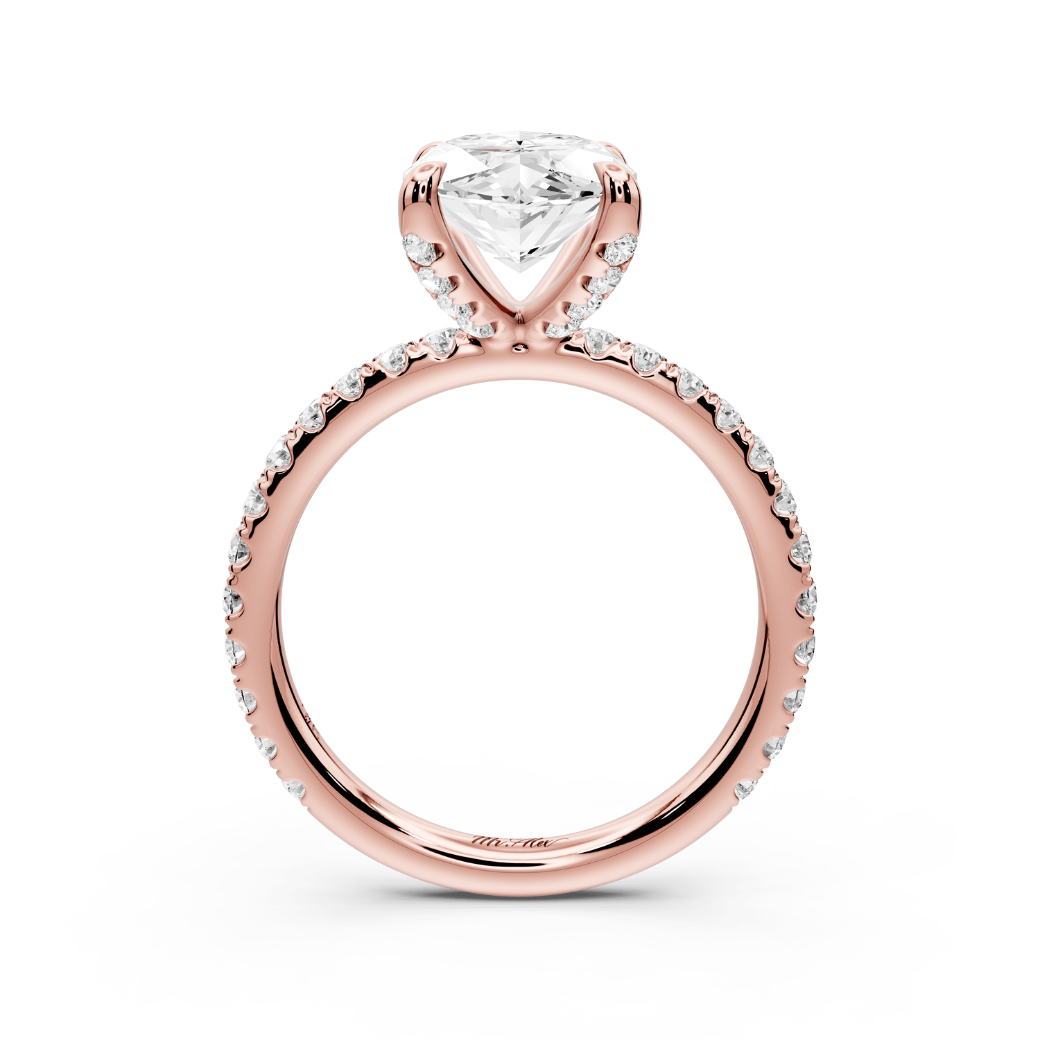 Elissa - 3ct 14k rose gold Marquise Classic Solitaire Engagement Ring with Shared-Prong Pavé Band - Mr. Alex Jewelry