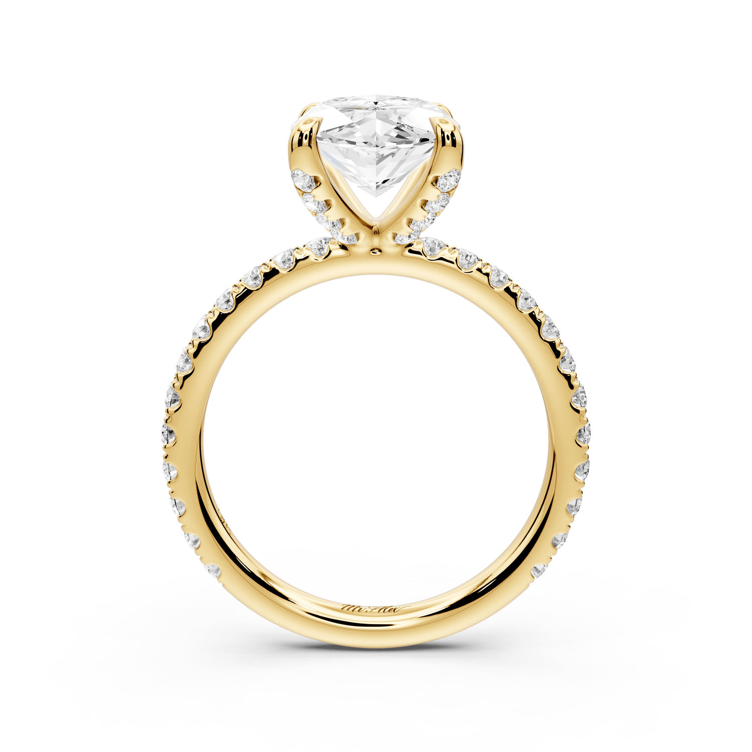Elissa - 3ct 14k yellow gold Marquise Classic Solitaire Engagement Ring with Shared-Prong Pavé Band - Mr. Alex Jewelry