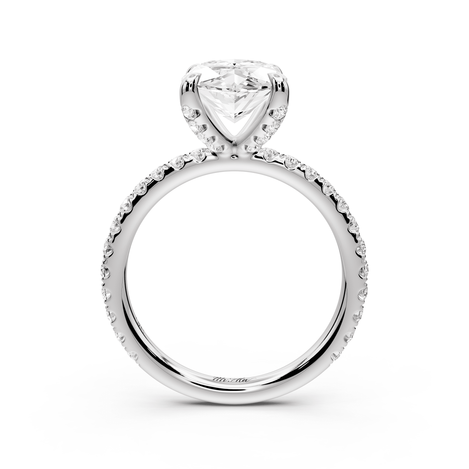 Elissa - 3ct 18k white gold Marquise Classic Solitaire Engagement Ring with Shared-Prong Pavé Band - Mr. Alex Jewelry