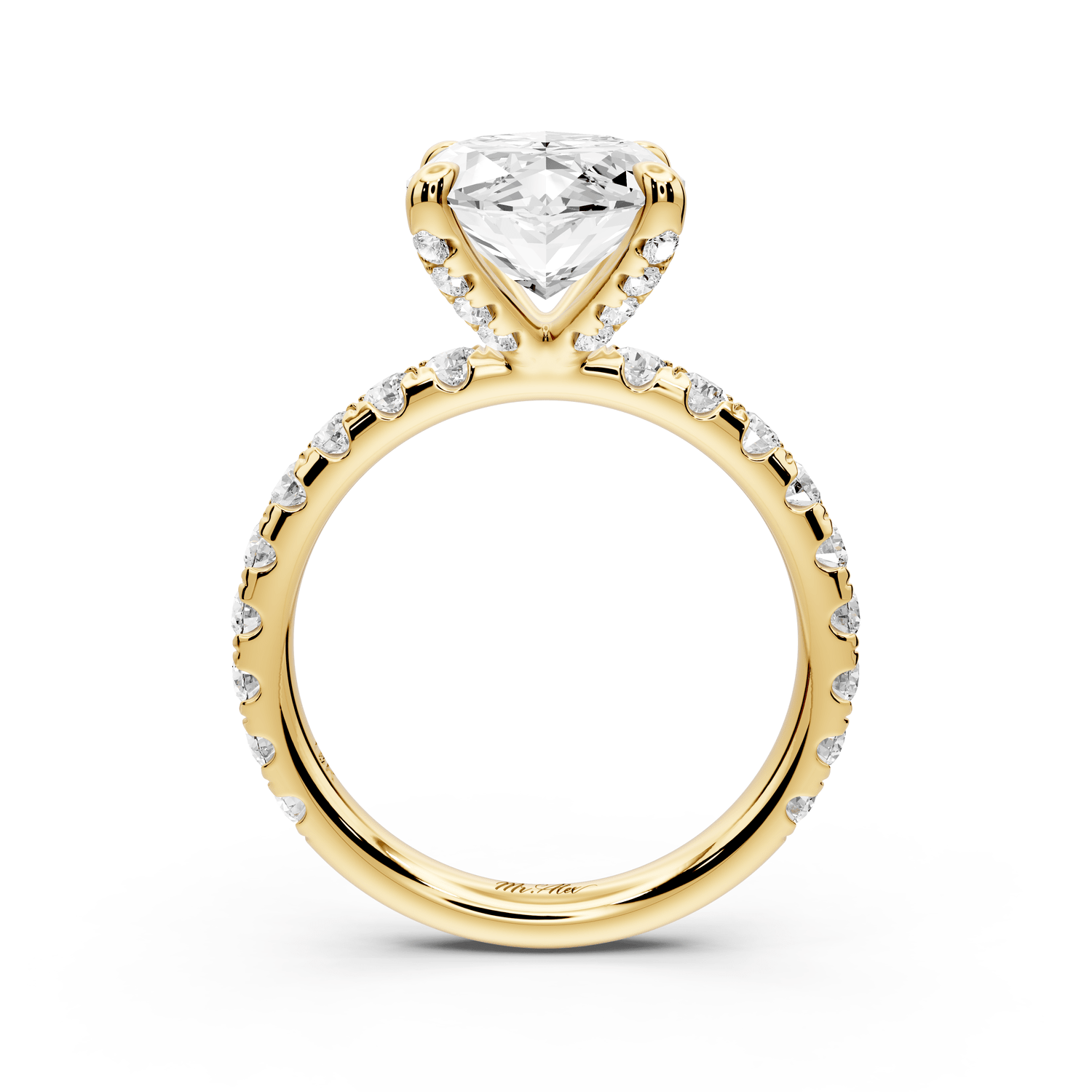 Elissa - 4ct 14k yellow gold Marquise Classic Solitaire Engagement Ring with Shared-Prong Pavé Band - Mr. Alex Jewelry