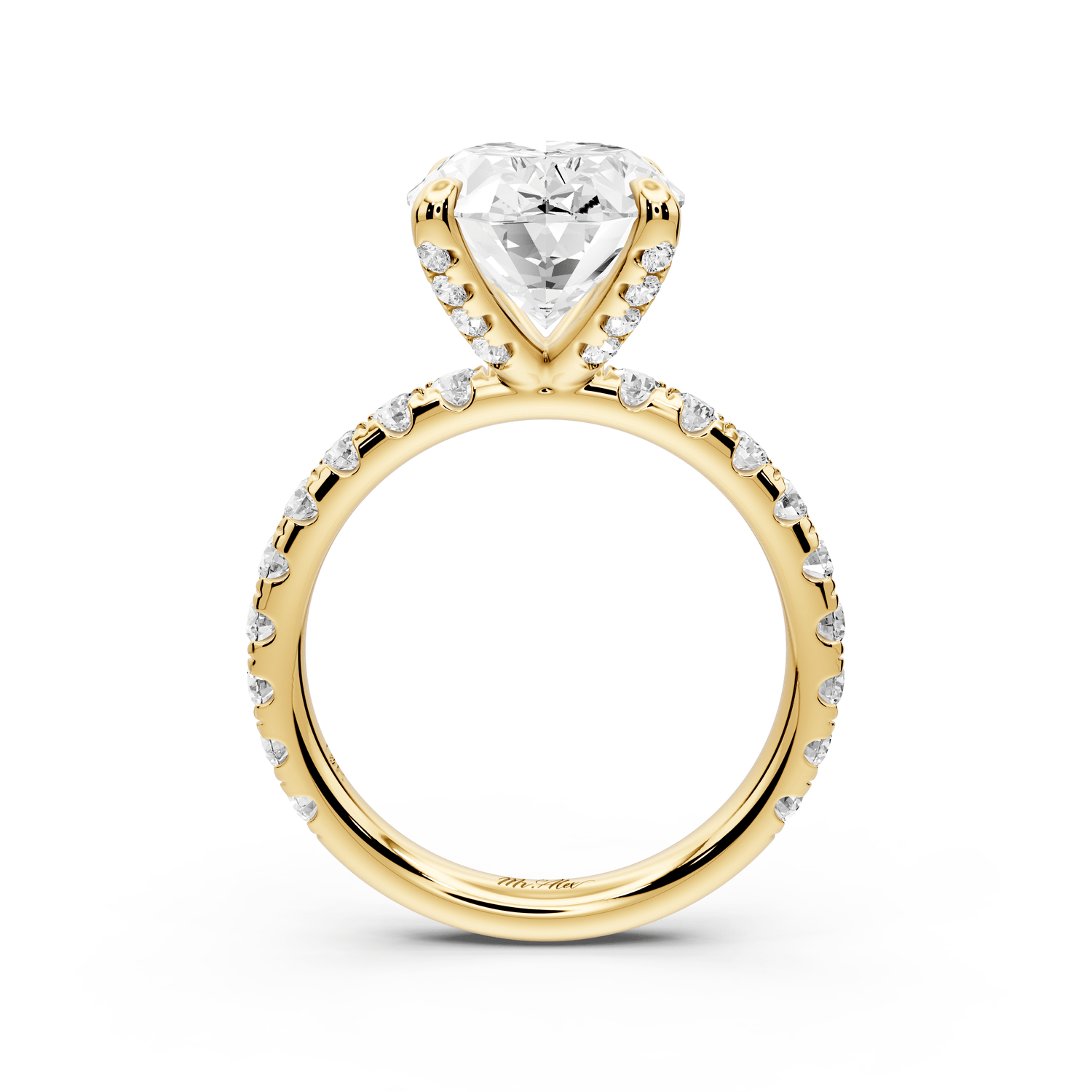 Elissa - 4ct 14k yellow gold Oval Classic Solitaire Engagement Ring with Shared-Prong Pavé Band - Mr. Alex Jewelry