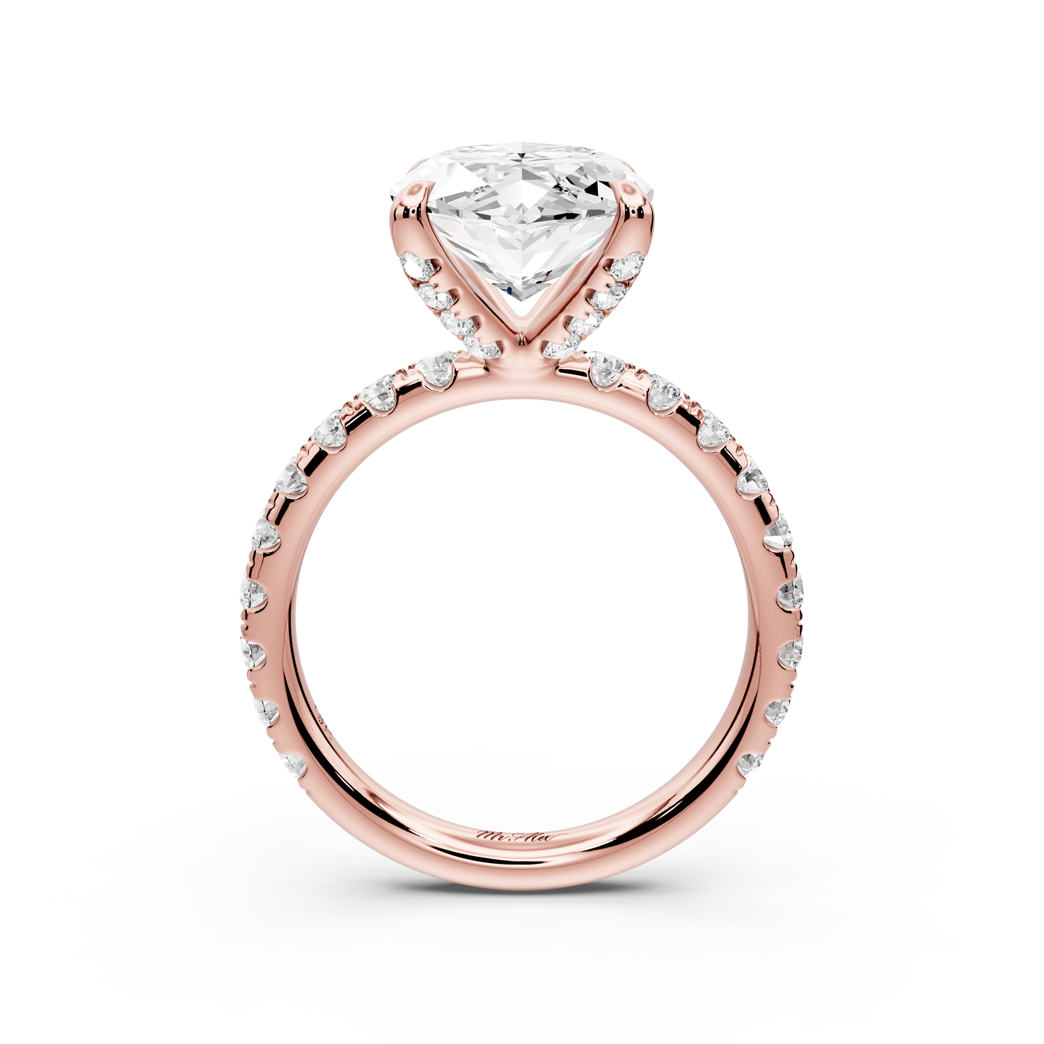 Elissa - 5ct 14k rose gold Marquise Classic Solitaire Engagement Ring with Shared-Prong Pavé Band - Mr. Alex Jewelry