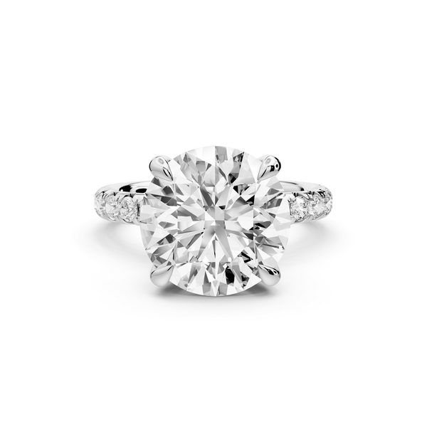 Elissa - 5ct 14k white gold Round Classic Solitaire Engagement Ring with Shared-Prong Pavé Band - Mr. Alex Jewelry