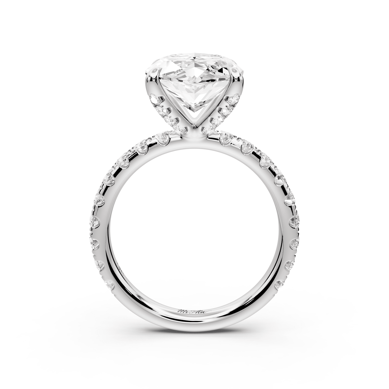 Elissa - 5ct 18k white gold Marquise Classic Solitaire Engagement Ring with Shared-Prong Pavé Band - Mr. Alex Jewelry