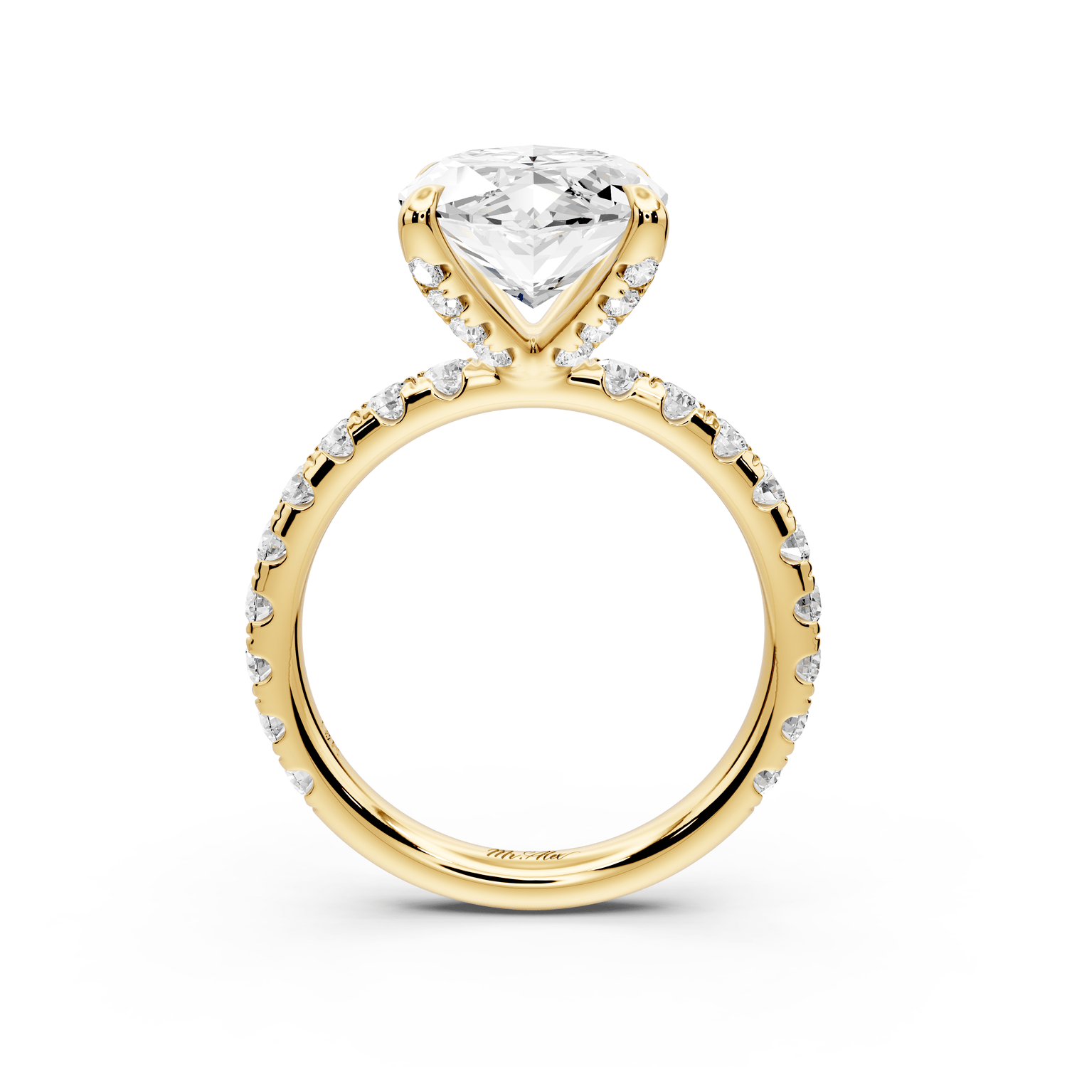 Elissa - 5ct 18k yellow gold Marquise Classic Solitaire Engagement Ring with Shared-Prong Pavé Band - Mr. Alex Jewelry