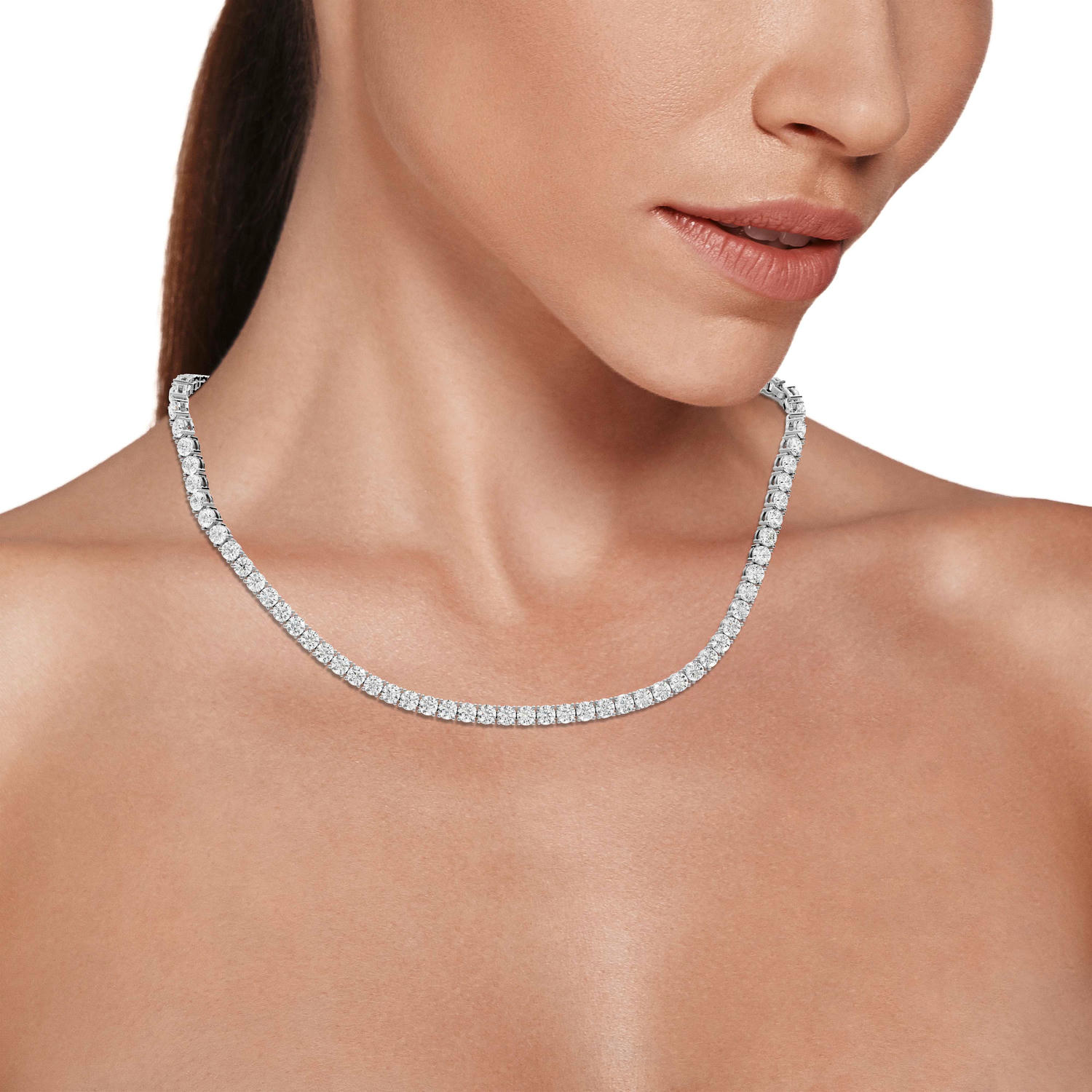 Eliza Diamond Tennis Necklace (4.5mm) – 14KT White Gold - Mr. Alex Jewelry
