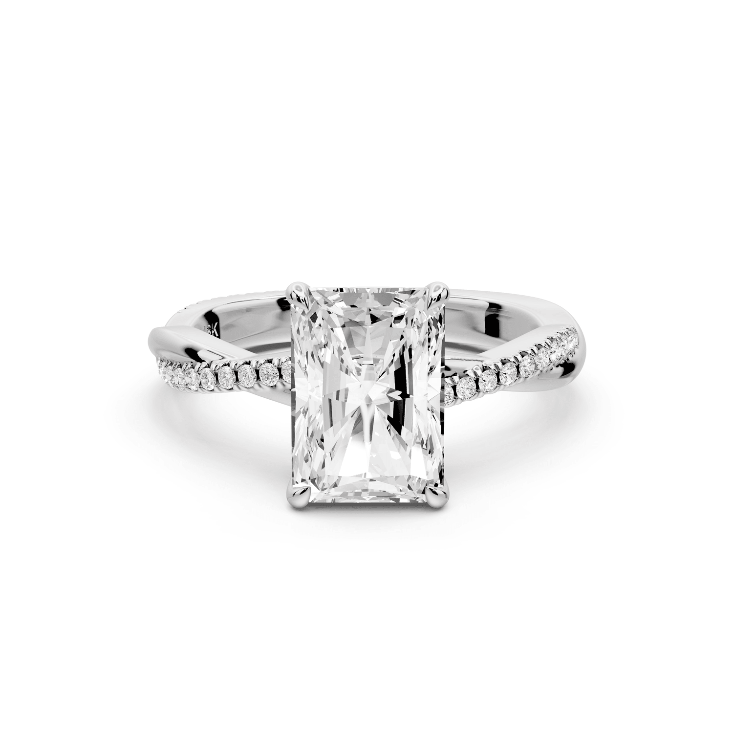 Ella - 2ct 14k white gold Radiant Classic Solitaire Engagement Ring with Shared-Prong Pavé Band - Mr. Alex Jewelry