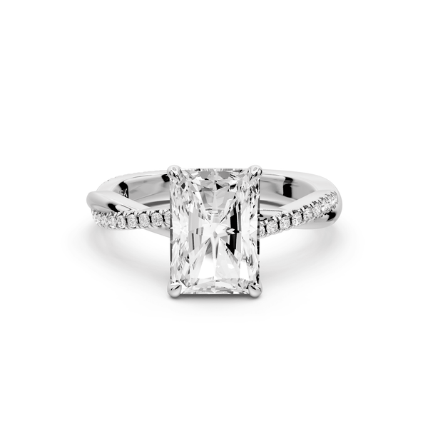 Ella - 2ct 14k white gold Radiant Classic Solitaire Engagement Ring with Shared-Prong Pavé Band - Mr. Alex Jewelry