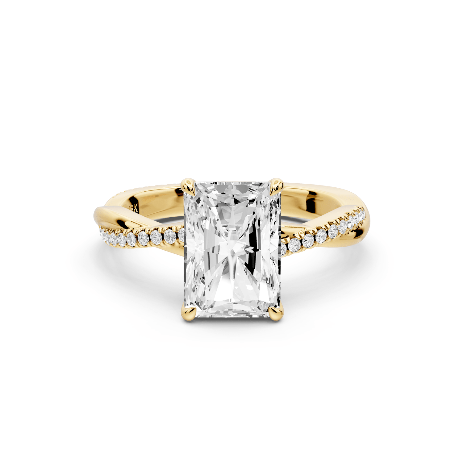 Ella - 2ct 14k yellow gold Radiant Classic Solitaire Engagement Ring with Shared-Prong Pavé Band - Mr. Alex Jewelry