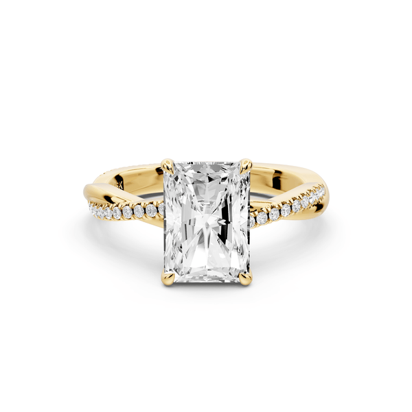 Ella - 2ct 14k yellow gold Radiant Classic Solitaire Engagement Ring with Shared-Prong Pavé Band - Mr. Alex Jewelry