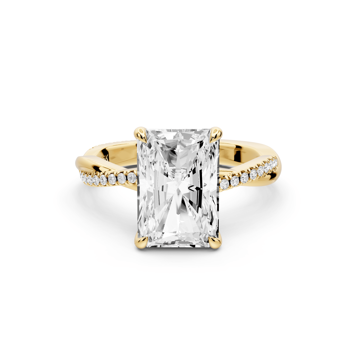 Ella - 3ct 14k yellow gold Radiant Classic Solitaire Engagement Ring with Shared-Prong Pavé Band - Mr. Alex Jewelry