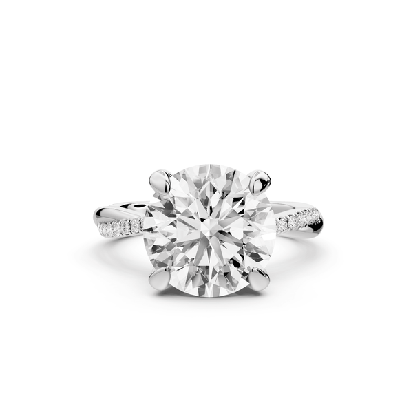 Ella - 4ct 14k white gold Round Classic Solitaire Engagement Ring with Shared-Prong Pavé Band - Mr. Alex Jewelry