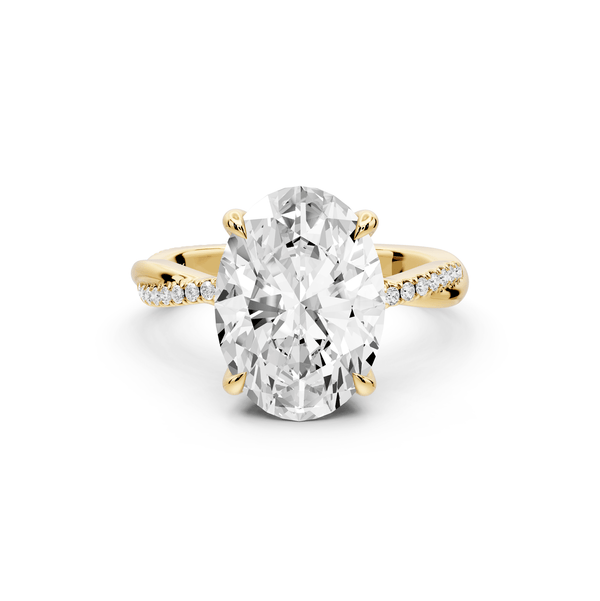 Ella - 4ct 14k yellow gold Oval Classic Solitaire Engagement Ring with Shared-Prong Pavé Band - Mr. Alex Jewelry