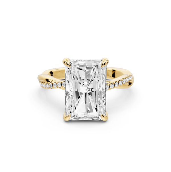Ella - 4ct 14k yellow gold Radiant Classic Solitaire Engagement Ring with Shared-Prong Pavé Band - Mr. Alex Jewelry