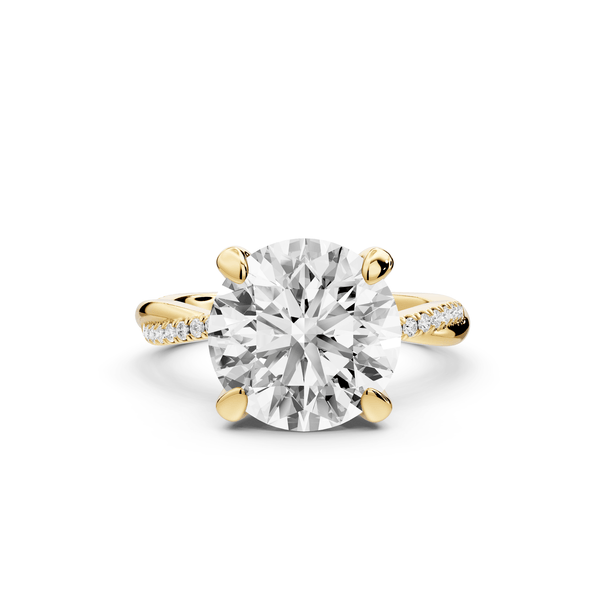 Ella - 4ct 14k yellow gold Round Classic Solitaire Engagement Ring with Shared-Prong Pavé Band - Mr. Alex Jewelry