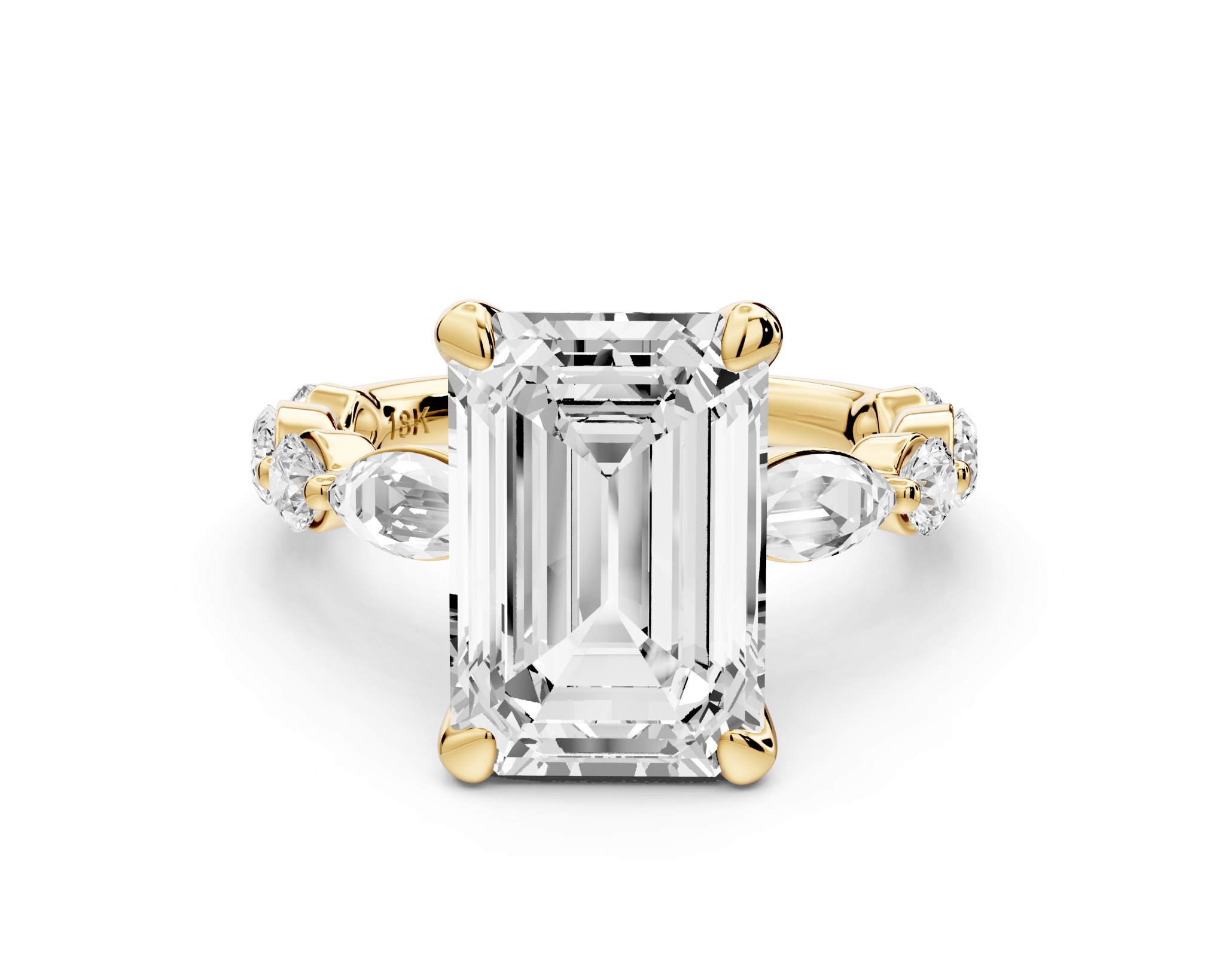 Emerald Cut Diamond Engagement Ring (AJ107E) - Mr. Alex Jewelry