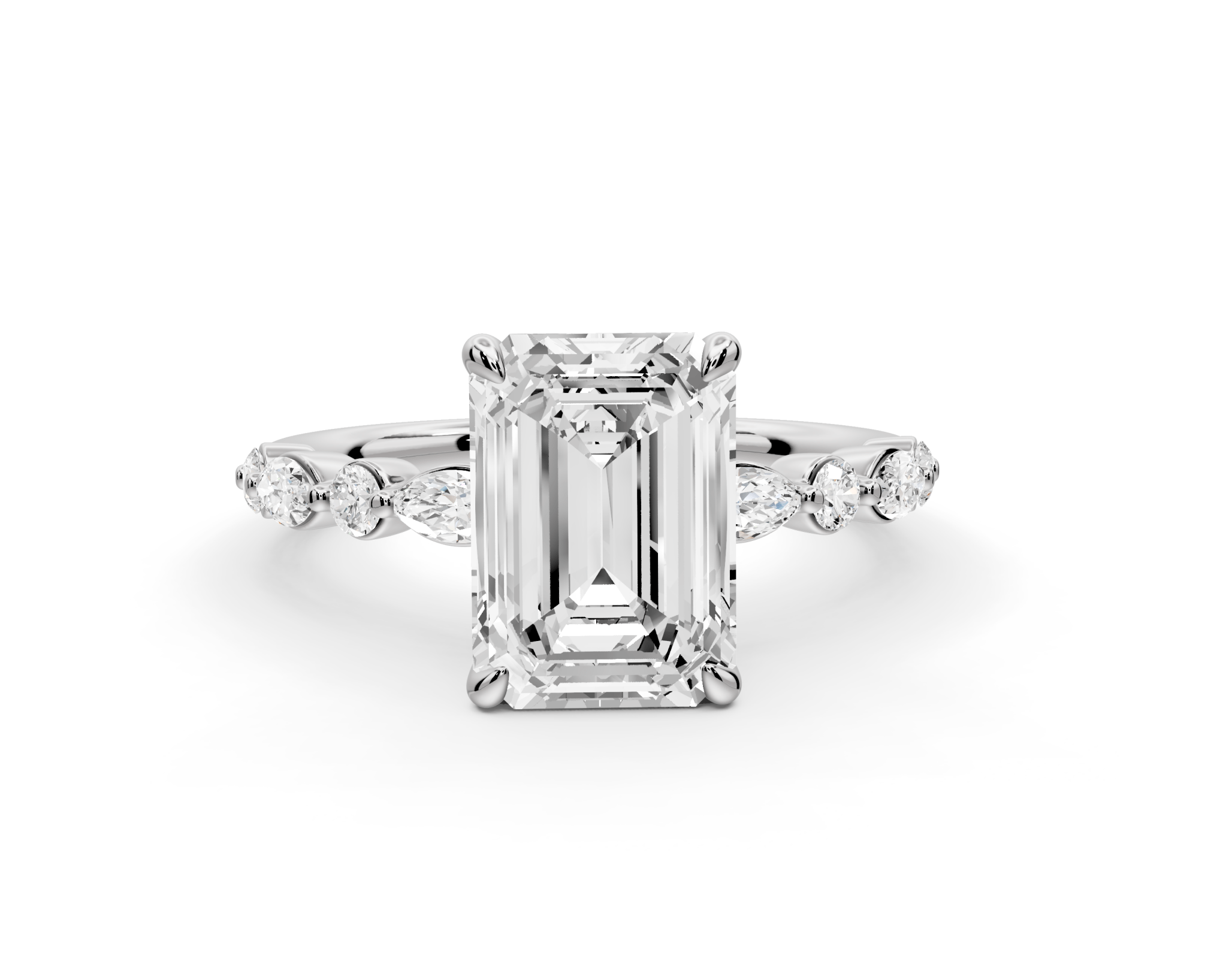 Emerald Cut Diamond Engagement Ring (AJ107E) - Mr. Alex Jewelry