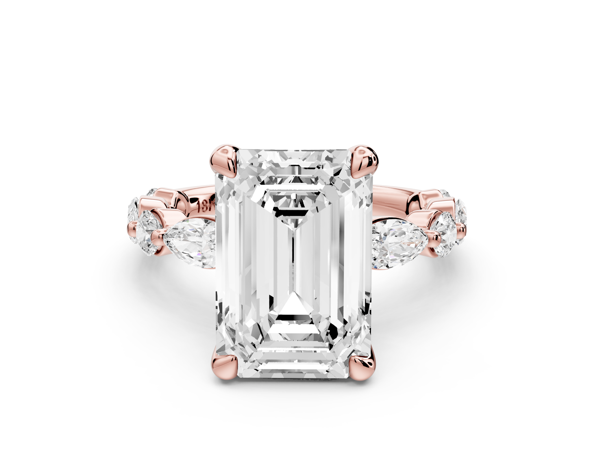Emerald Cut Diamond Engagement Ring (AJ107E) - Mr. Alex Jewelry
