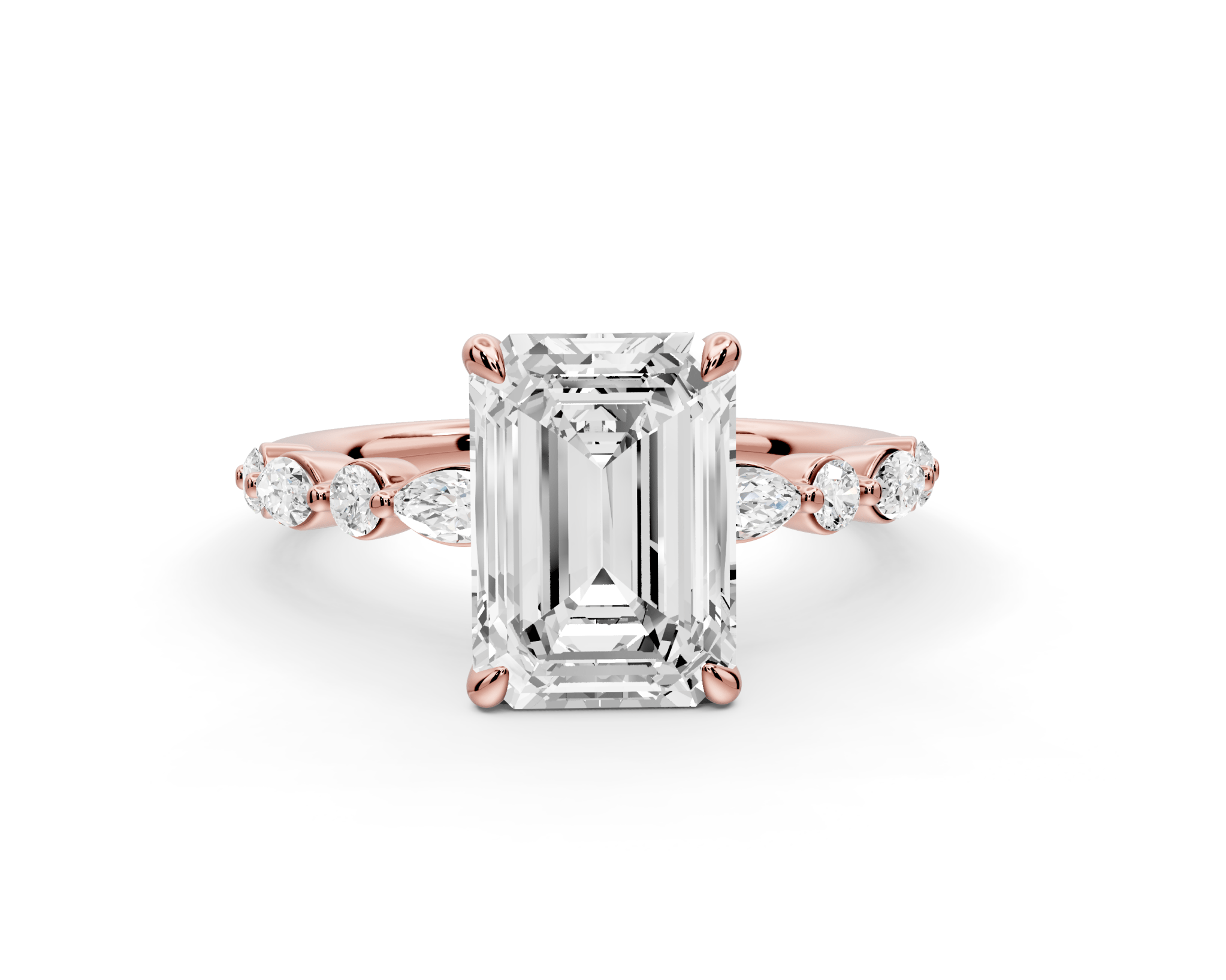 Emerald Cut Diamond Engagement Ring (AJ107E) - Mr. Alex Jewelry