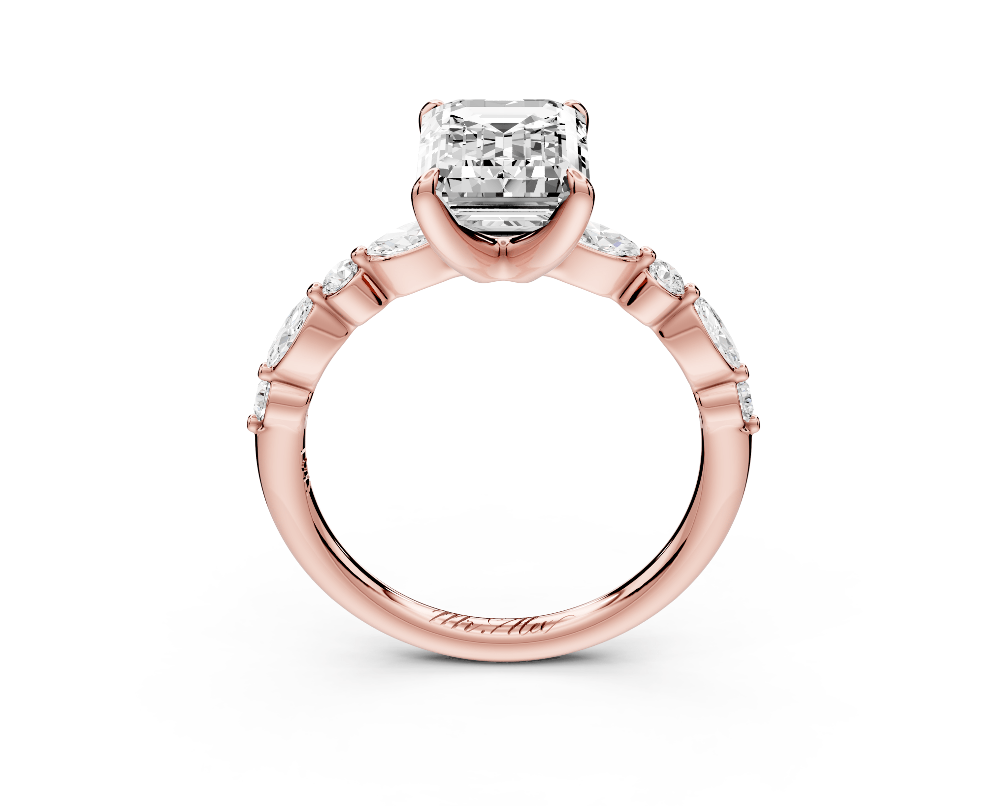 Emerald Cut Diamond Engagement Ring (AJ107E) - Mr. Alex Jewelry