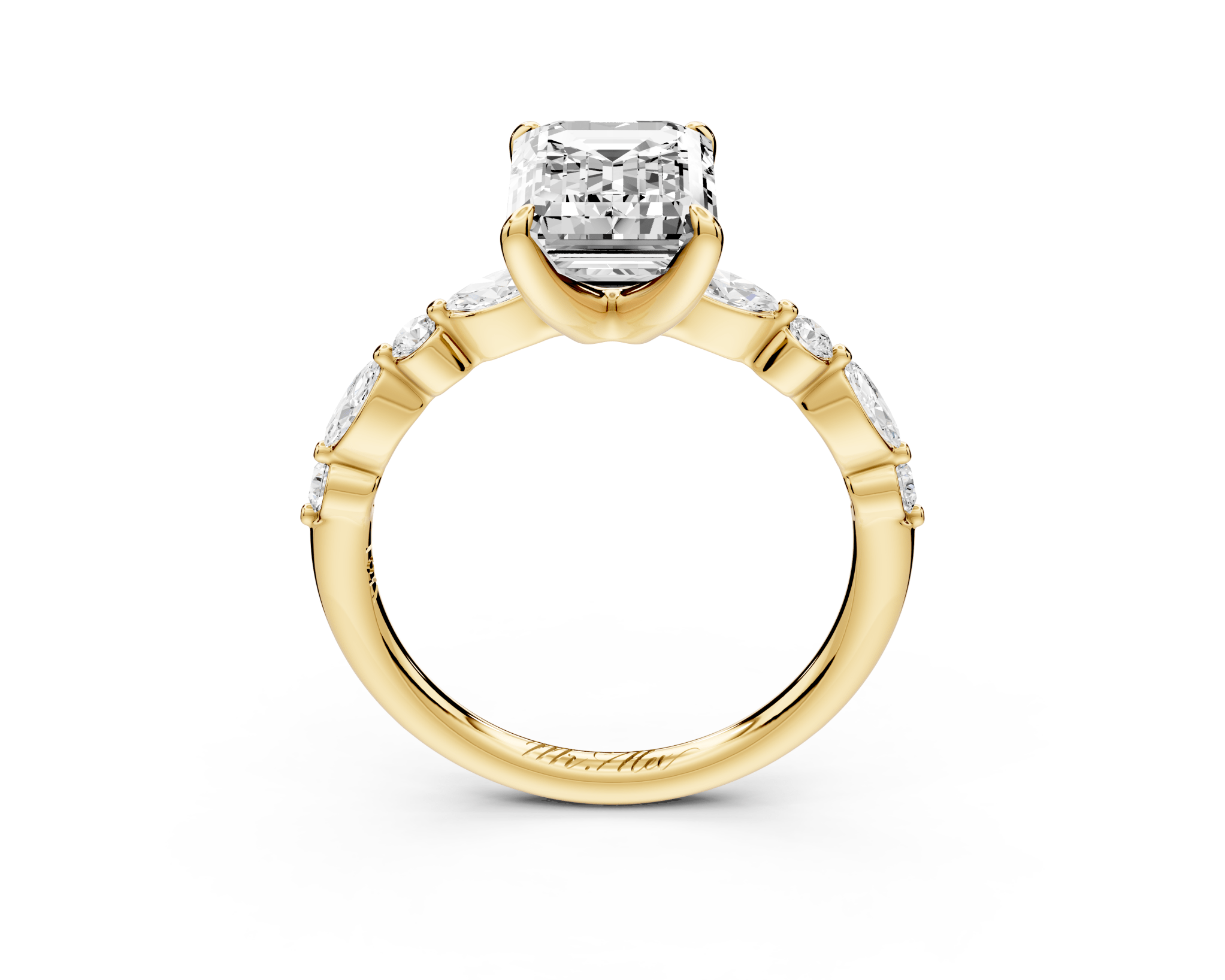 Emerald Cut Diamond Engagement Ring (AJ107E) - Mr. Alex Jewelry