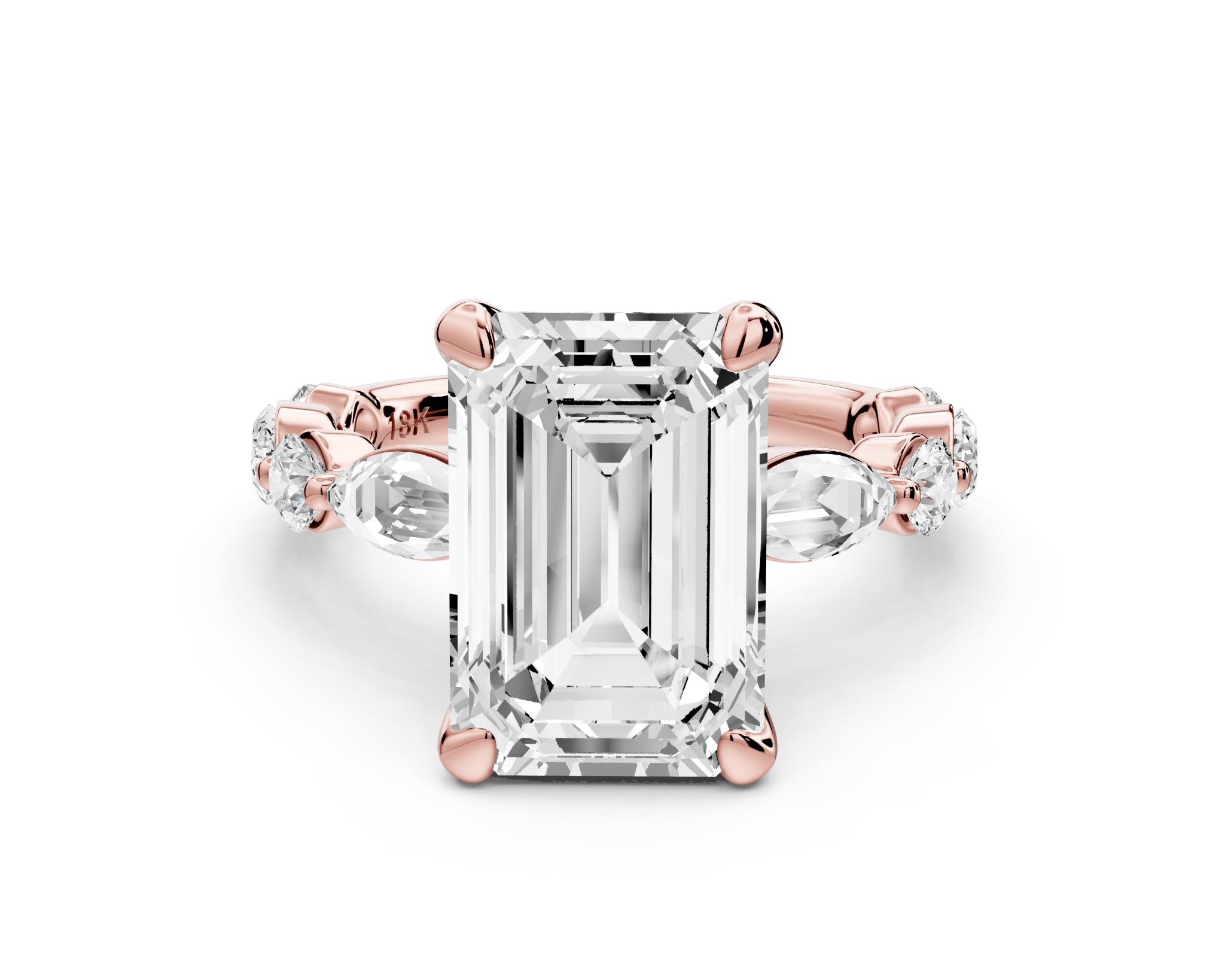 Emerald Cut Diamond Engagement Ring (AJ107E) - Mr. Alex Jewelry