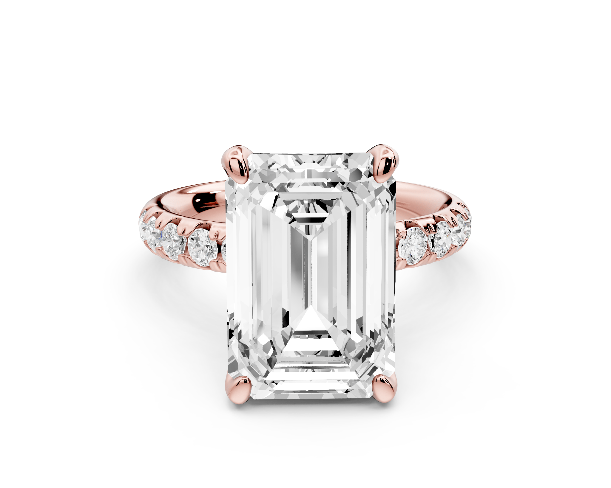 Emerald Cut Diamond Engagement Ring with Pave Band( AJ101E) - Mr. Alex Jewelry