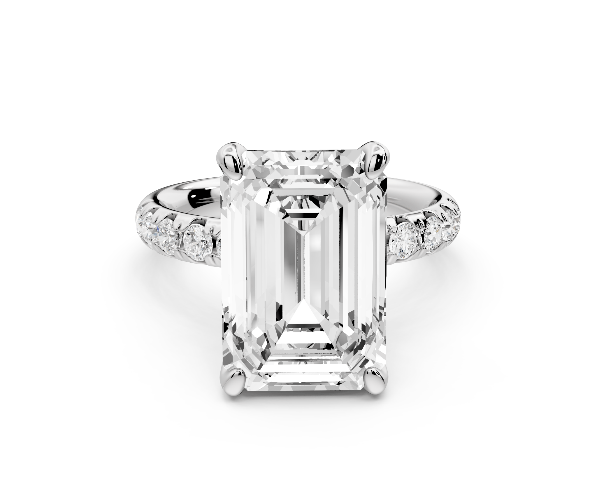Emerald Cut Diamond Engagement Ring with Pave Band( AJ101E) - Mr. Alex Jewelry