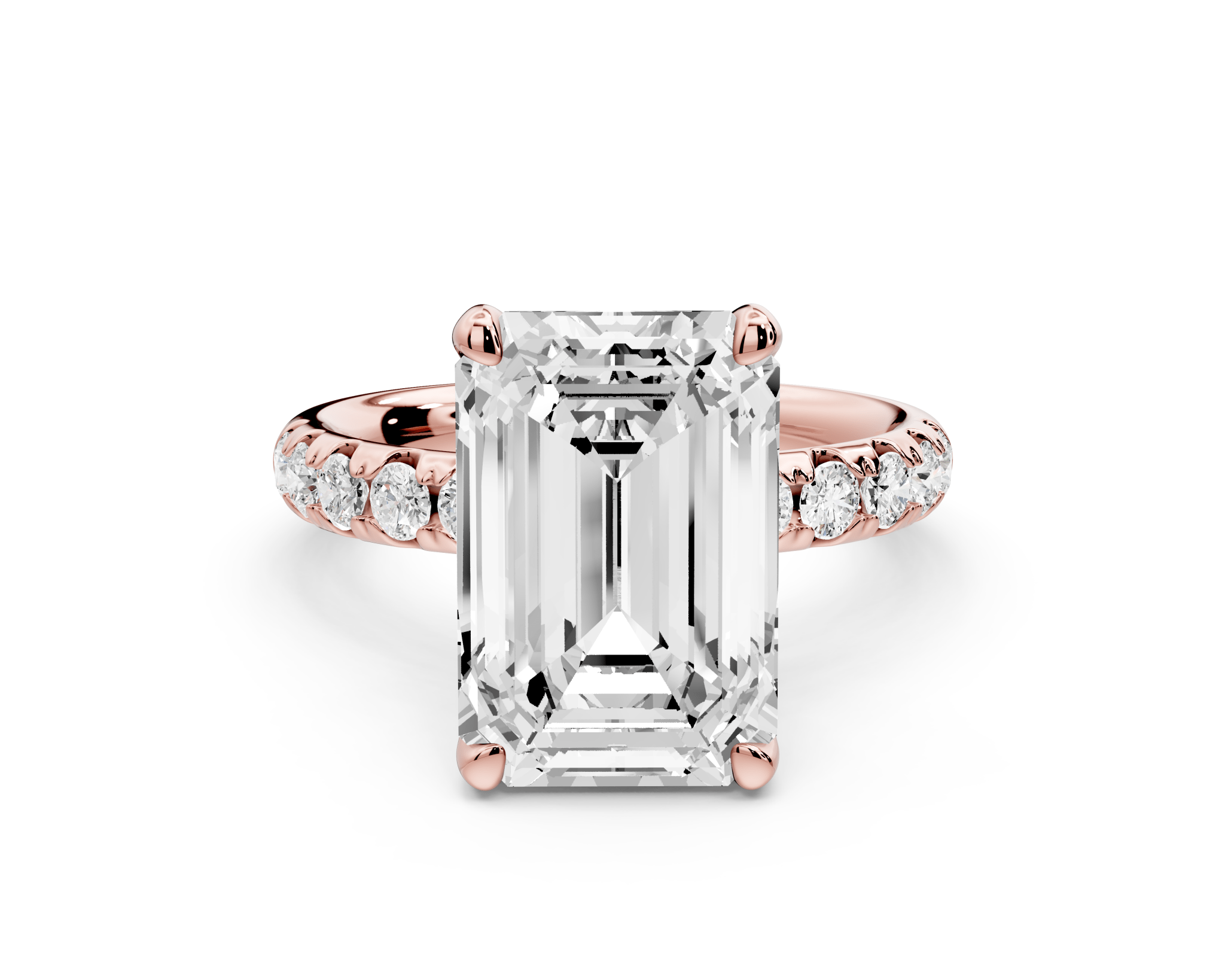 Emerald Cut Diamond Engagement Ring with Pave Band( AJ101E) - Mr. Alex Jewelry