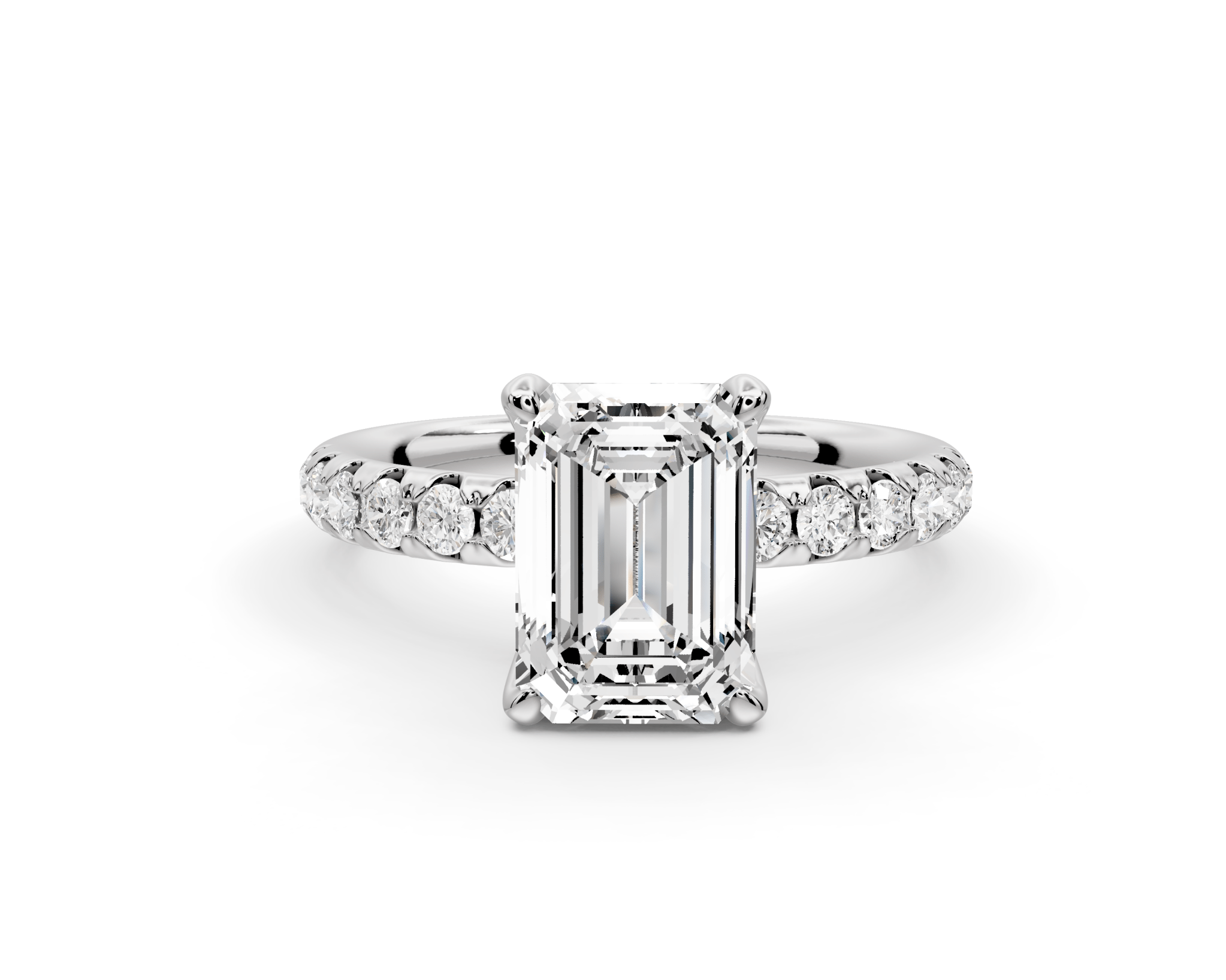 Emerald Cut Diamond Engagement Ring with Pave Band( AJ101E) - Mr. Alex Jewelry