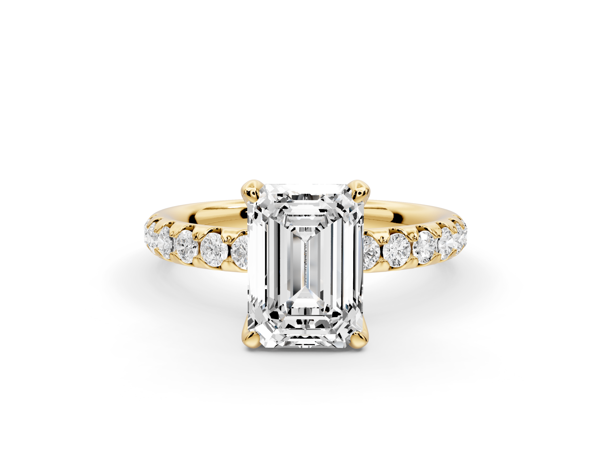 Emerald Cut Diamond Engagement Ring with Pave Band( AJ101E) - Mr. Alex Jewelry