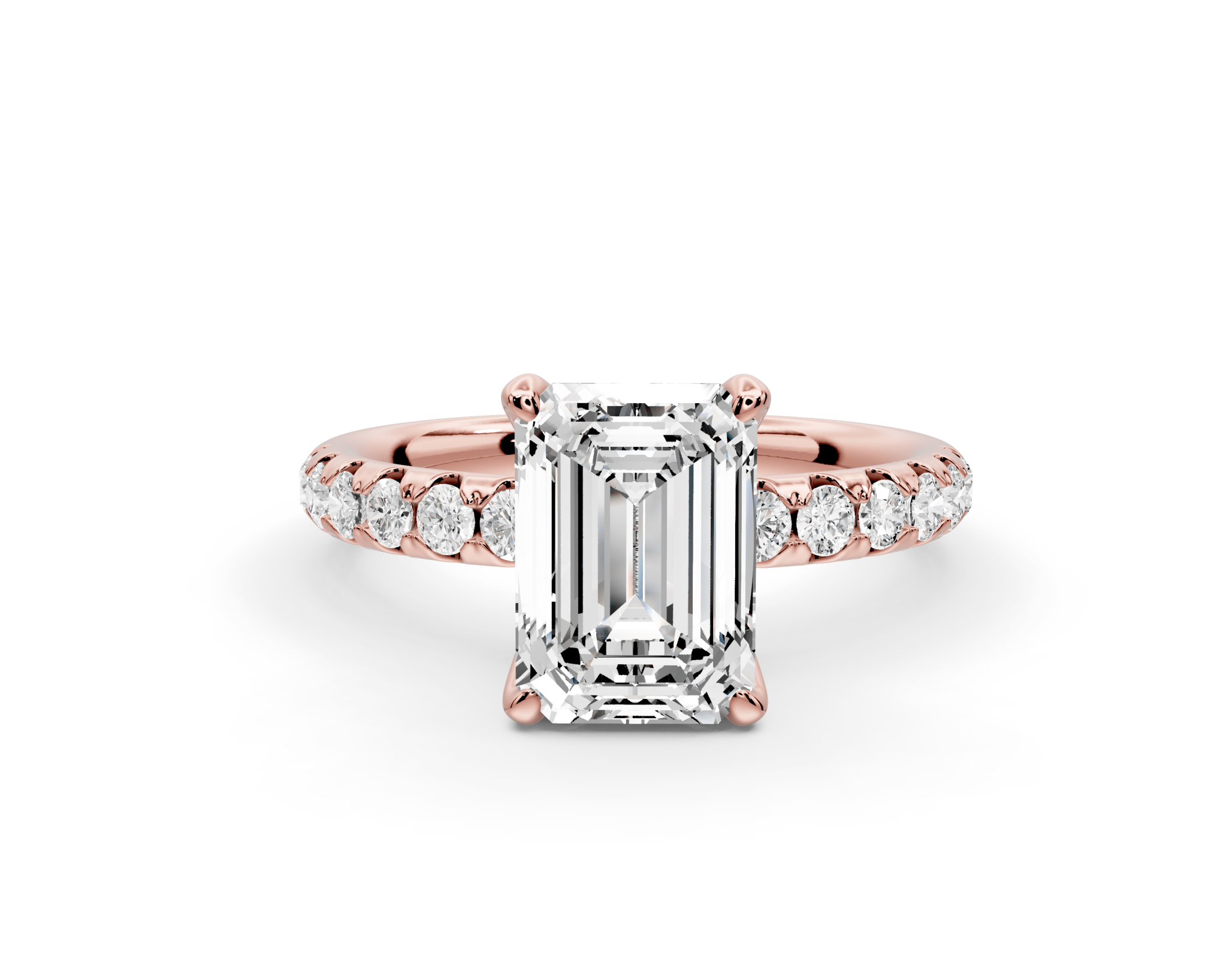 Emerald Cut Diamond Engagement Ring with Pave Band( AJ101E) - Mr. Alex Jewelry