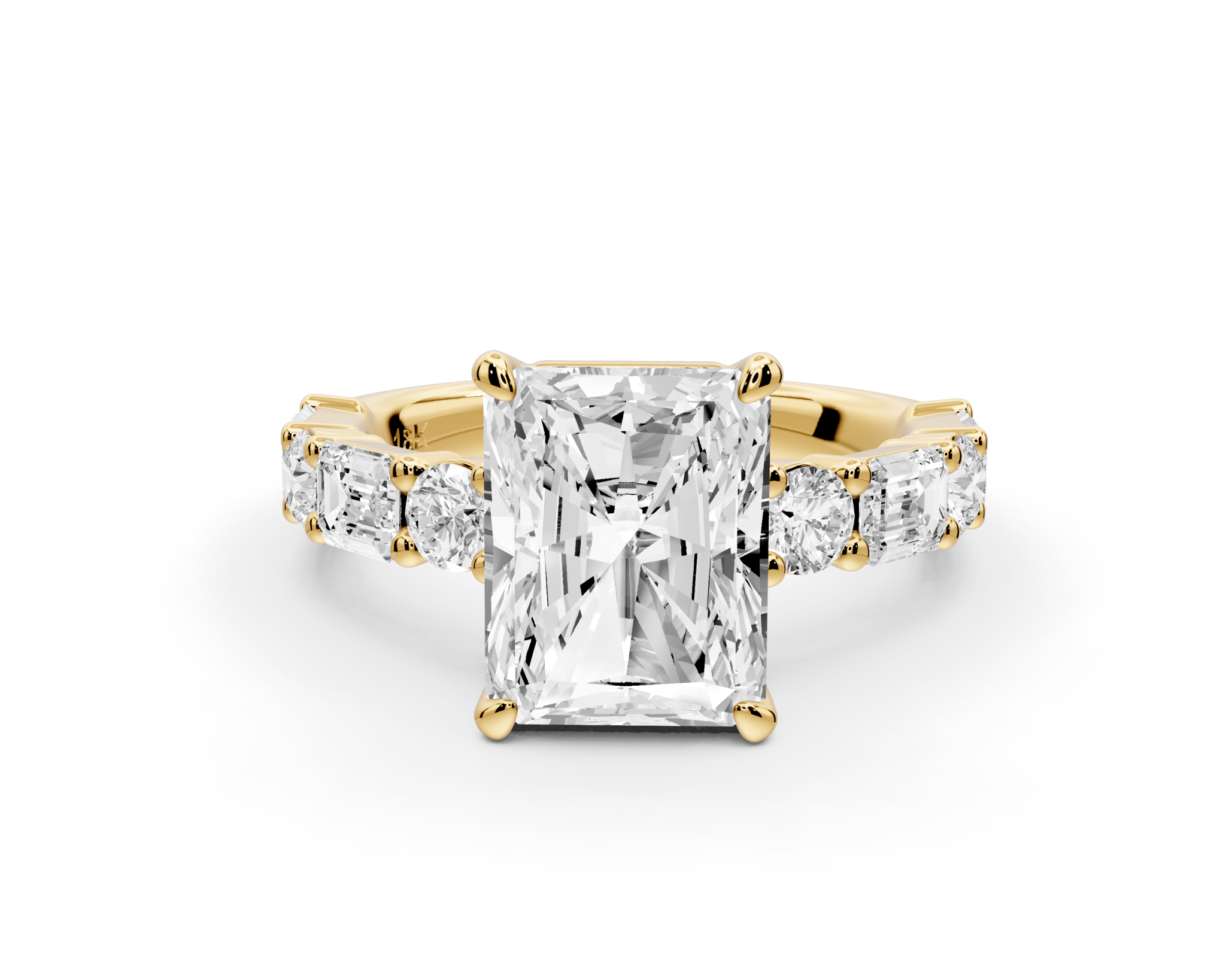 Emerald Cut Diamond Engagement Ring with Side Stones (AJ102E) - Mr. Alex Jewelry