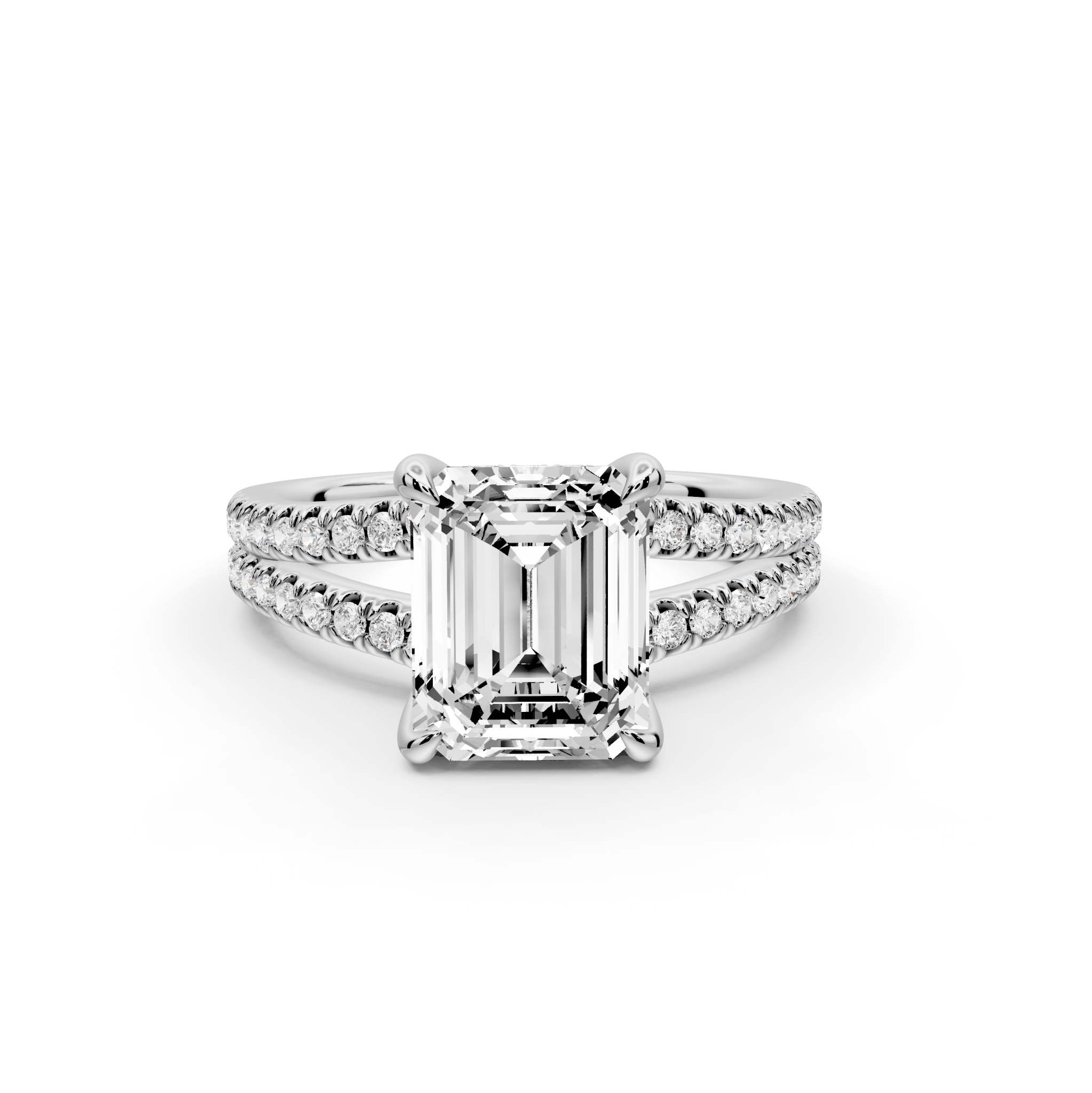 Emerald Cut Diamond Engagement Ring with Split Shank Band (AJ103E) - Mr. Alex Jewelry