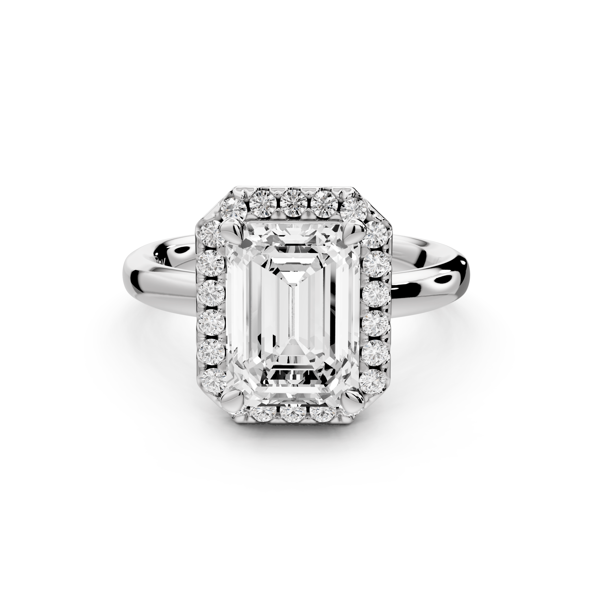 Emerald Cut Diamond Halo Engagement Ring (AJ104E) - Mr. Alex Jewelry