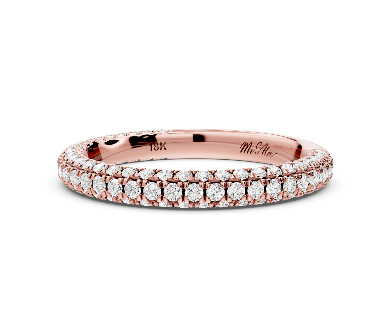 Emilia - 14k rose gold Triple Row Pave Full Eternity Wedding Band - Mr. Alex Jewelry
