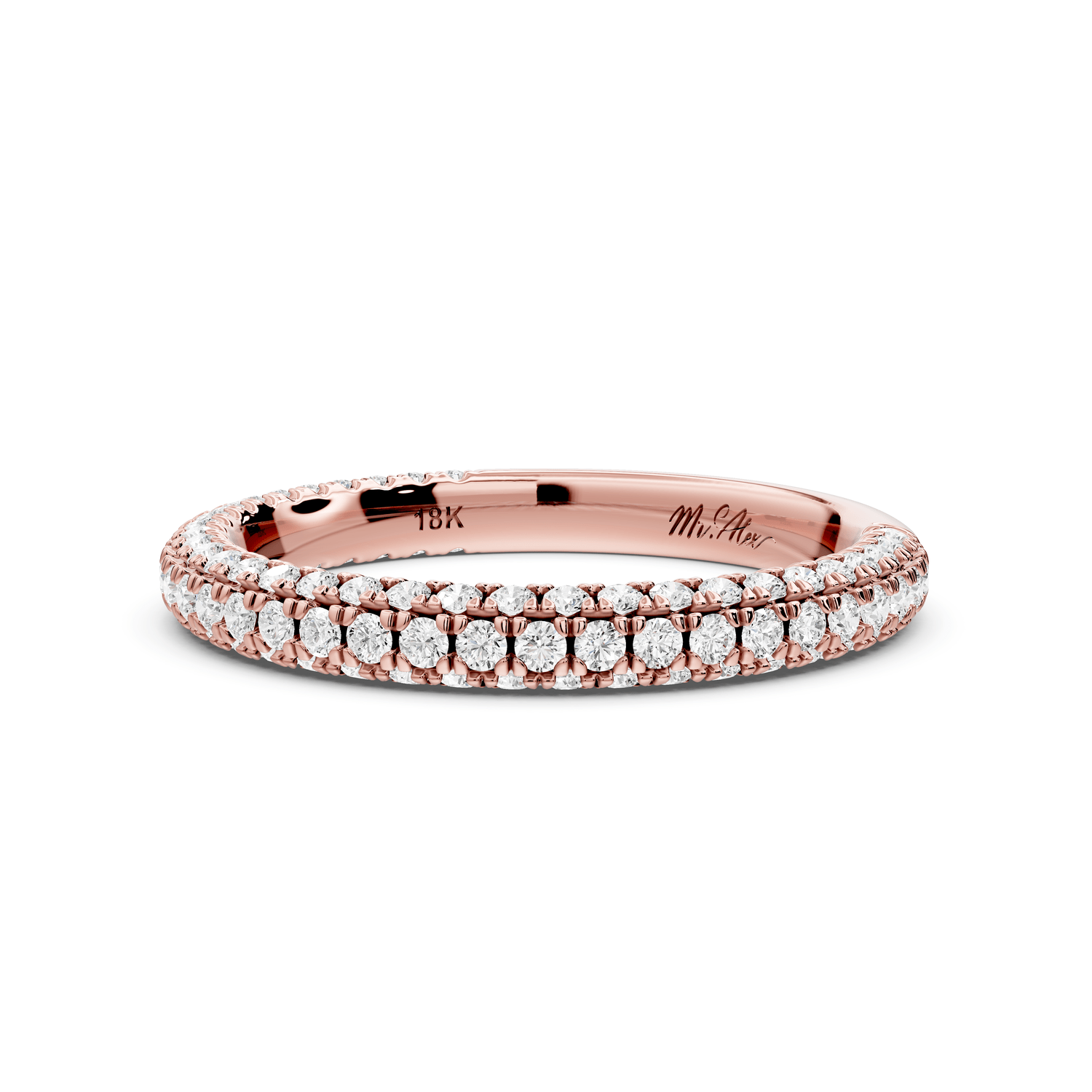 Emilia - 14k rose gold Triple Row Pave Full Eternity Wedding Band - Mr. Alex Jewelry